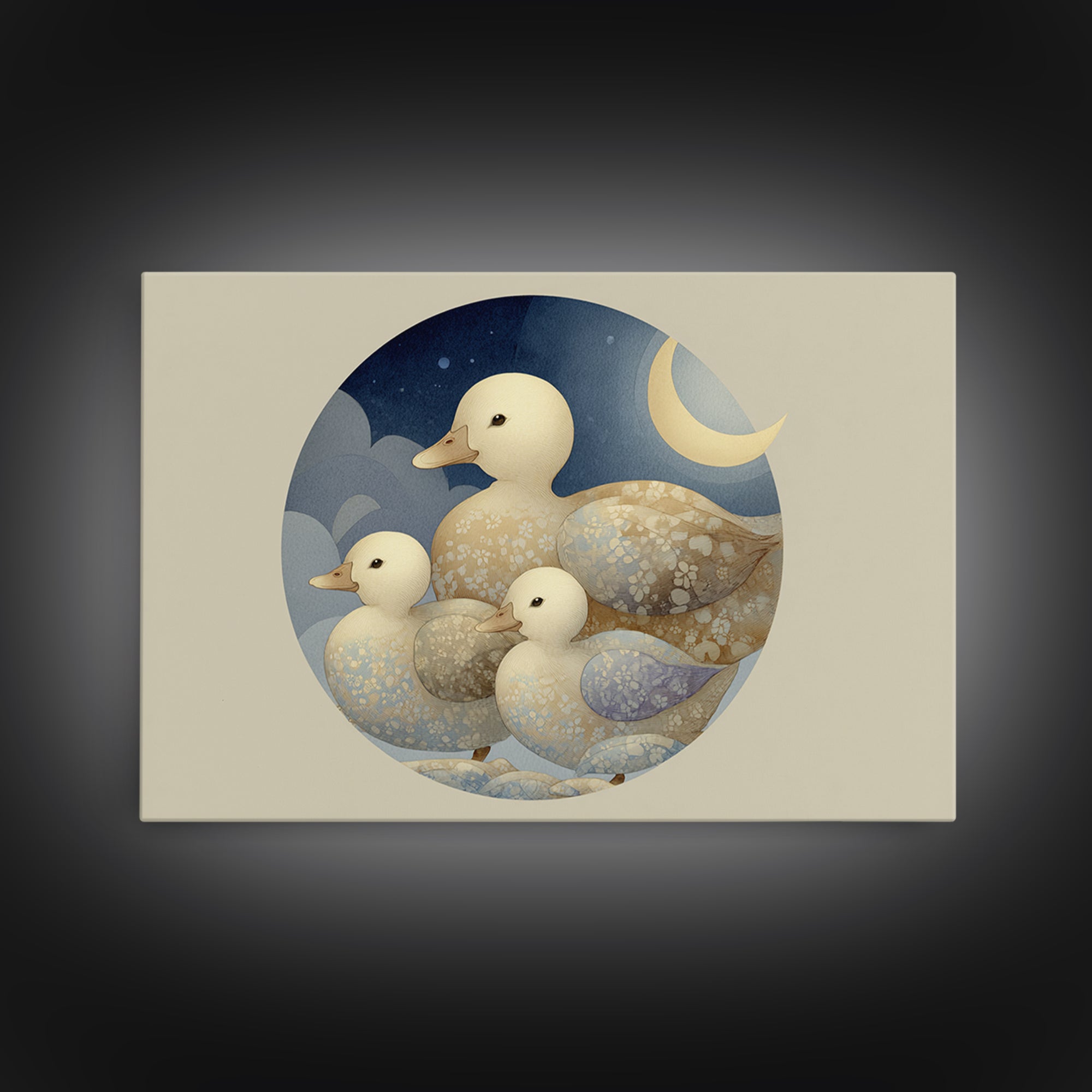 Ducklings Following a Mother Duck Framed Canvas Print, Nursery Art, Woodland Nursery, Nursery Decor, Fine Art, Nursery, NUR-3x2-90