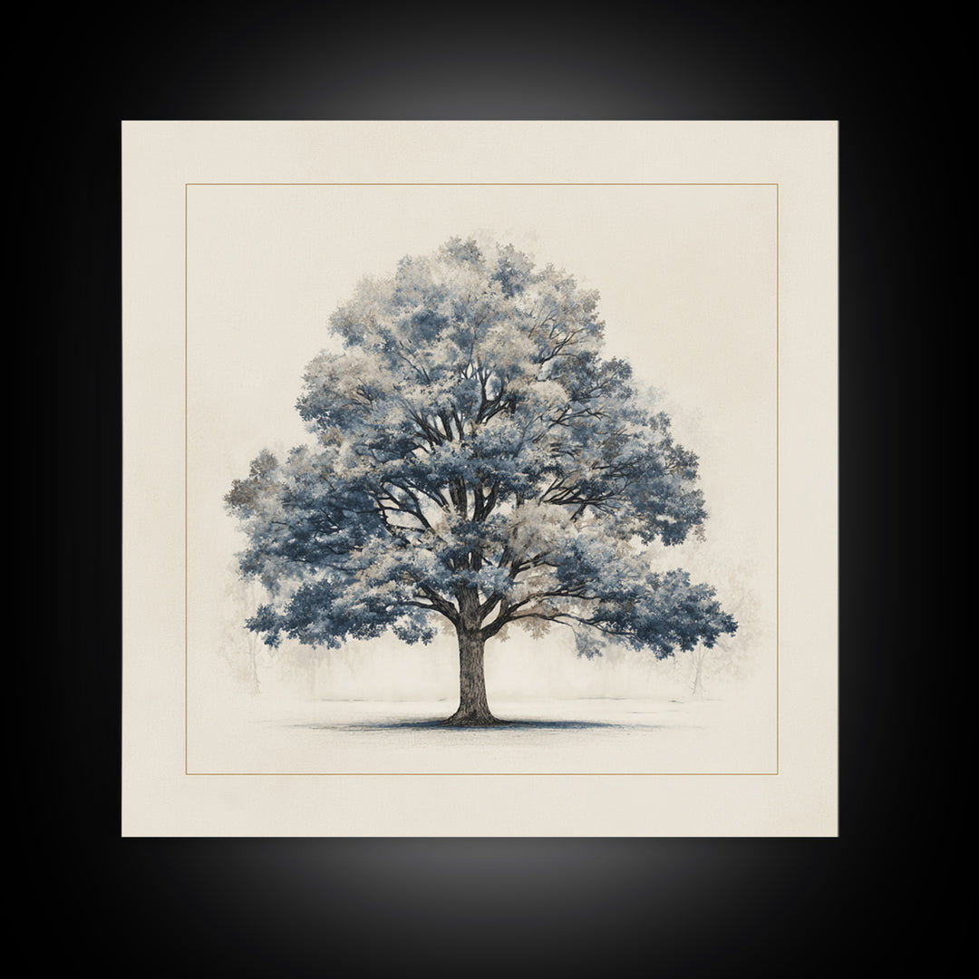 Ink Wash Tree Symbolizing Stability Canvas Print, Office Art, Living Room Decor, Office Decor, Fine Art, Focus, Fine Art Print, OFF-1x1-14
