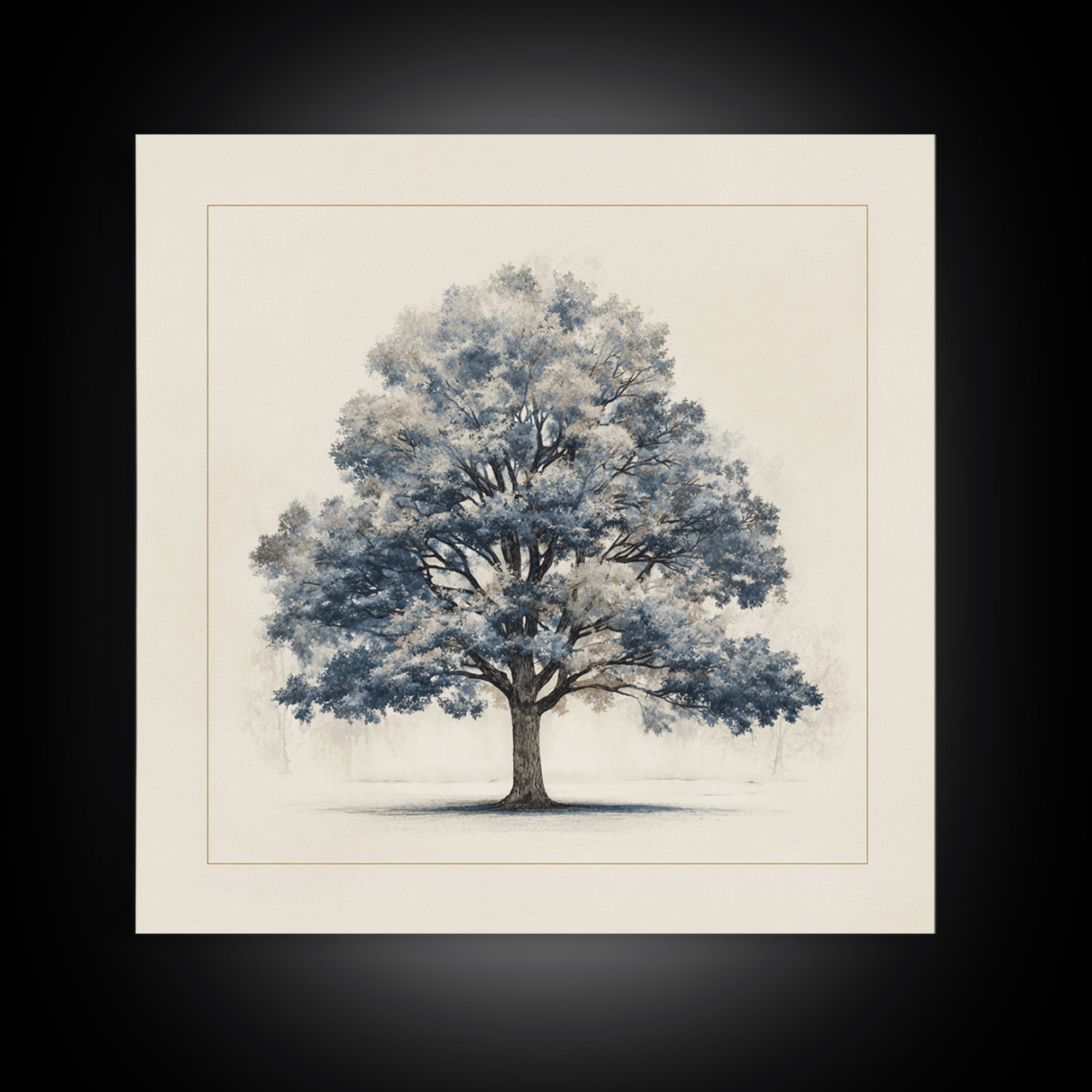 Ink Wash Tree Symbolizing Stability Canvas Print, Office Art, Living Room Decor, Office Decor, Fine Art, Focus, Fine Art Print, OFF-1x1-14