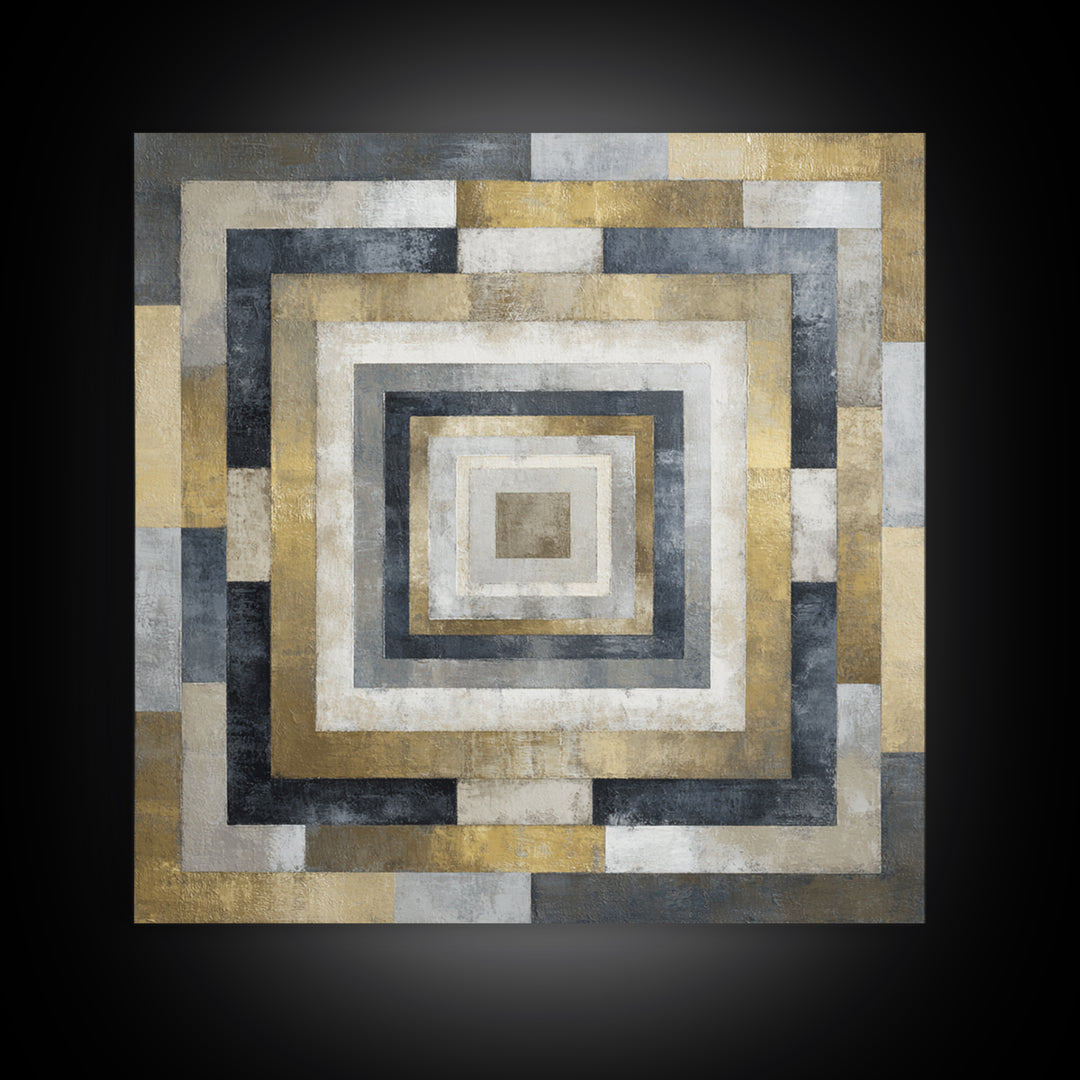 Geometric Labyrinth Pattern Canvas Print, Office Art, Wall Prints, Office Decor, Abstract Art, Focus, Cubicle Decor, OFF-1x1-18