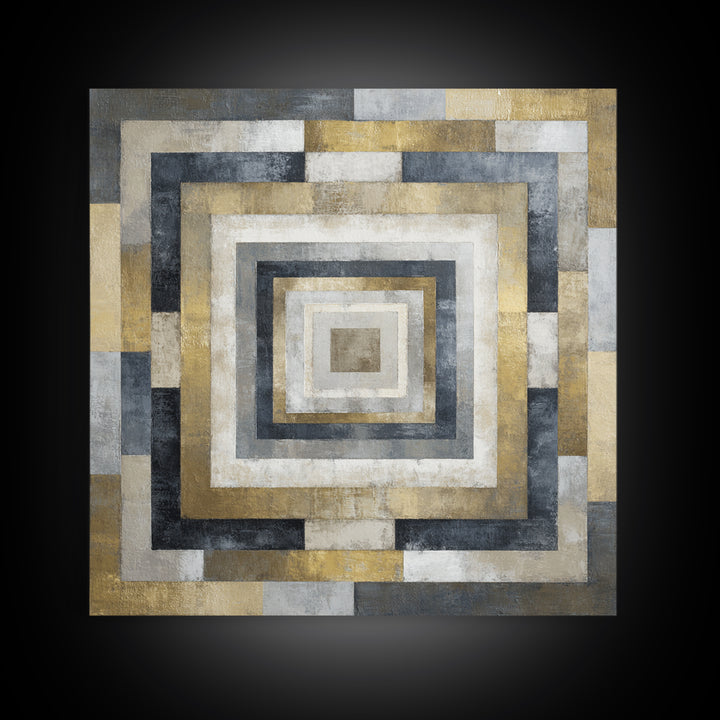 Geometric Labyrinth Pattern Canvas Print, Office Art, Wall Prints, Office Decor, Abstract Art, Focus, Cubicle Decor, OFF-1x1-18