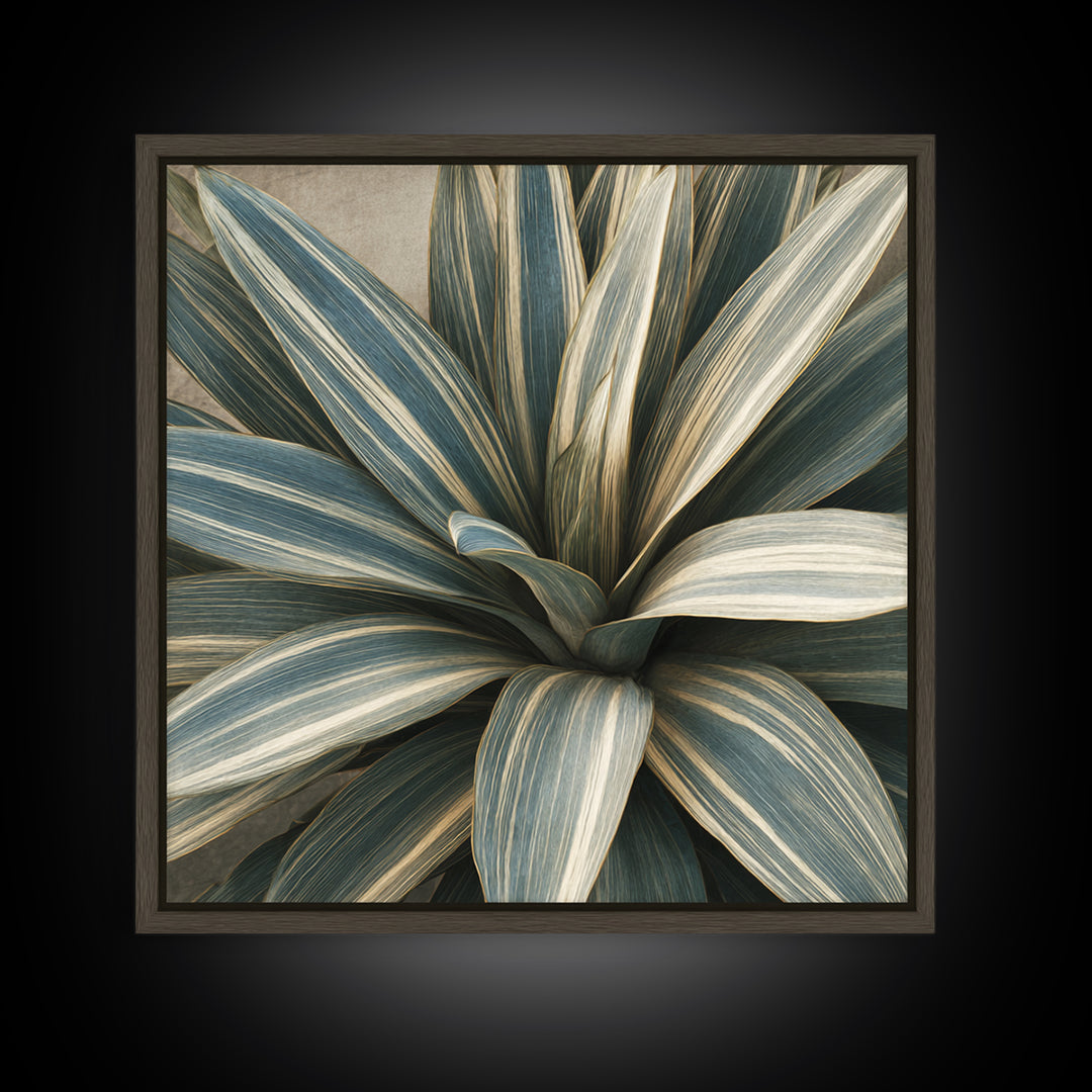 Desk Plant Botanical Closeup Framed Canvas Print, Office Art, Ai Art, Office Decor, Watercolor Art, Focus, Trendy Wall Art, OFF-1x1-64