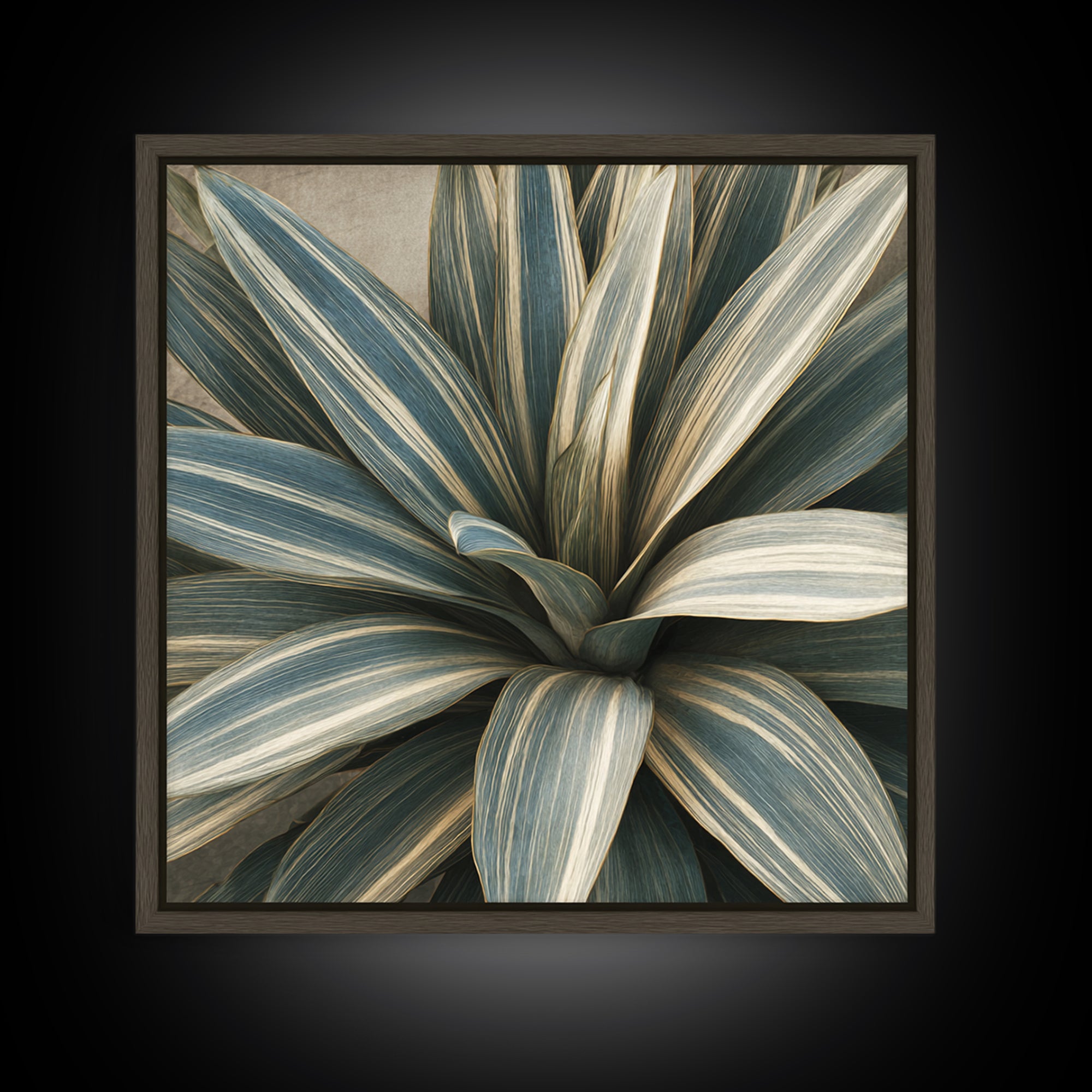 Desk Plant Botanical Closeup Framed Canvas Print, Office Art, Ai Art, Office Decor, Watercolor Art, Focus, Trendy Wall Art, OFF-1x1-64