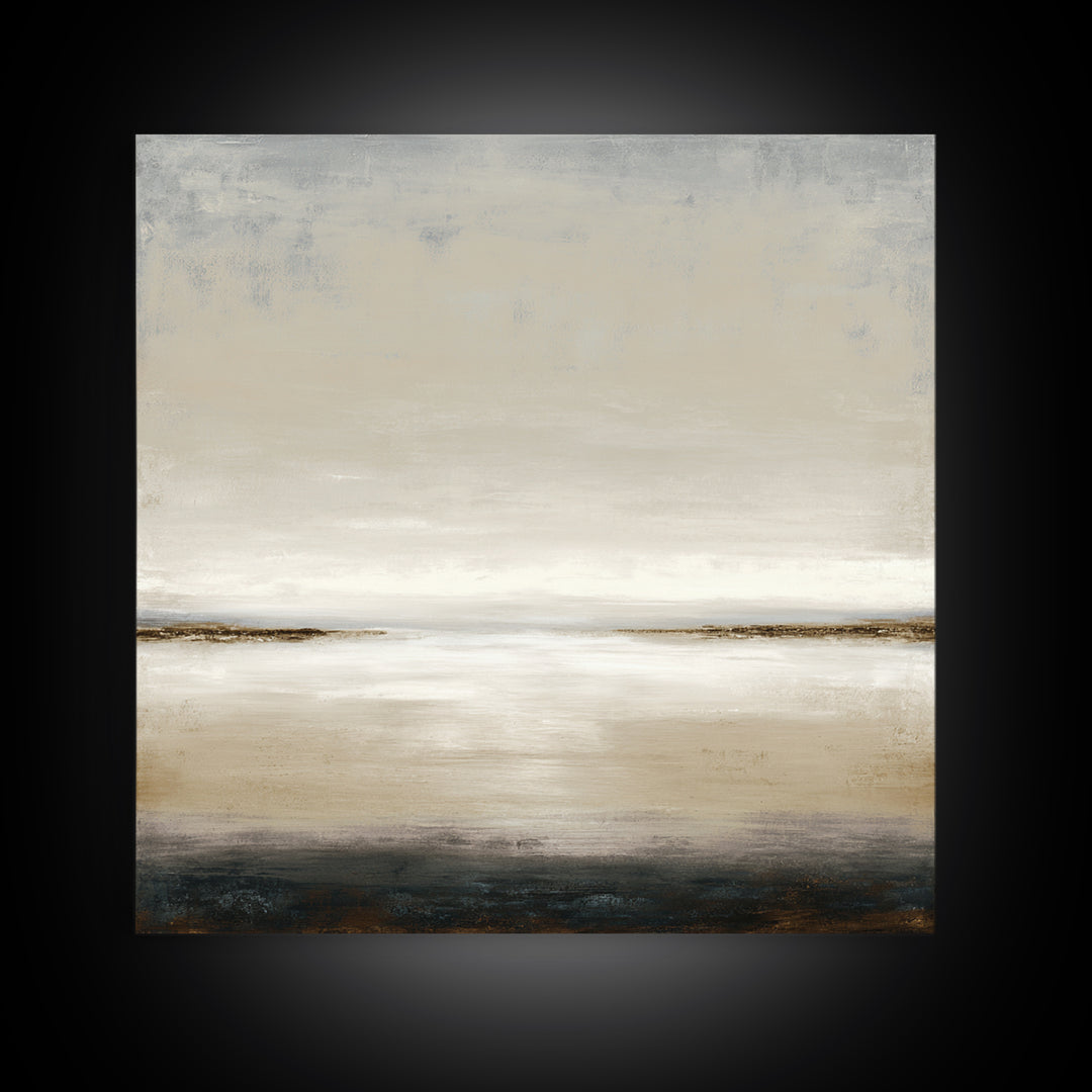 Dignified Neutral Landscape Framed Canvas Print, Office Art, Digital Wall Art, Office Decor, Oil Painting, Focus, OFF-1x1-7