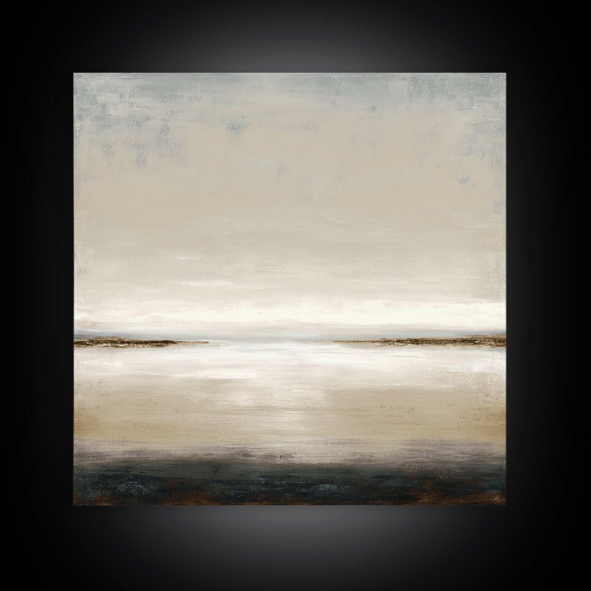 Dignified Neutral Landscape Framed Canvas Print, Office Art, Digital Wall Art, Office Decor, Oil Painting, Focus, OFF-1x1-7