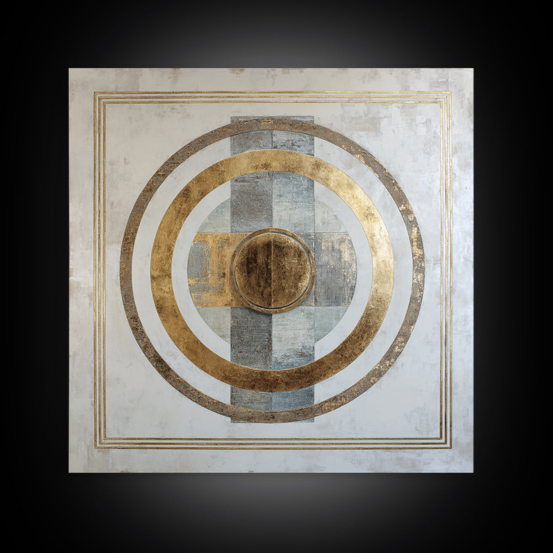 Gold Circle and Line Composition for Clarity Framed Canvas Print, Office Art, Printable Wall Art, Office Decor, Fine Art, Focus, OFF-1x1-8