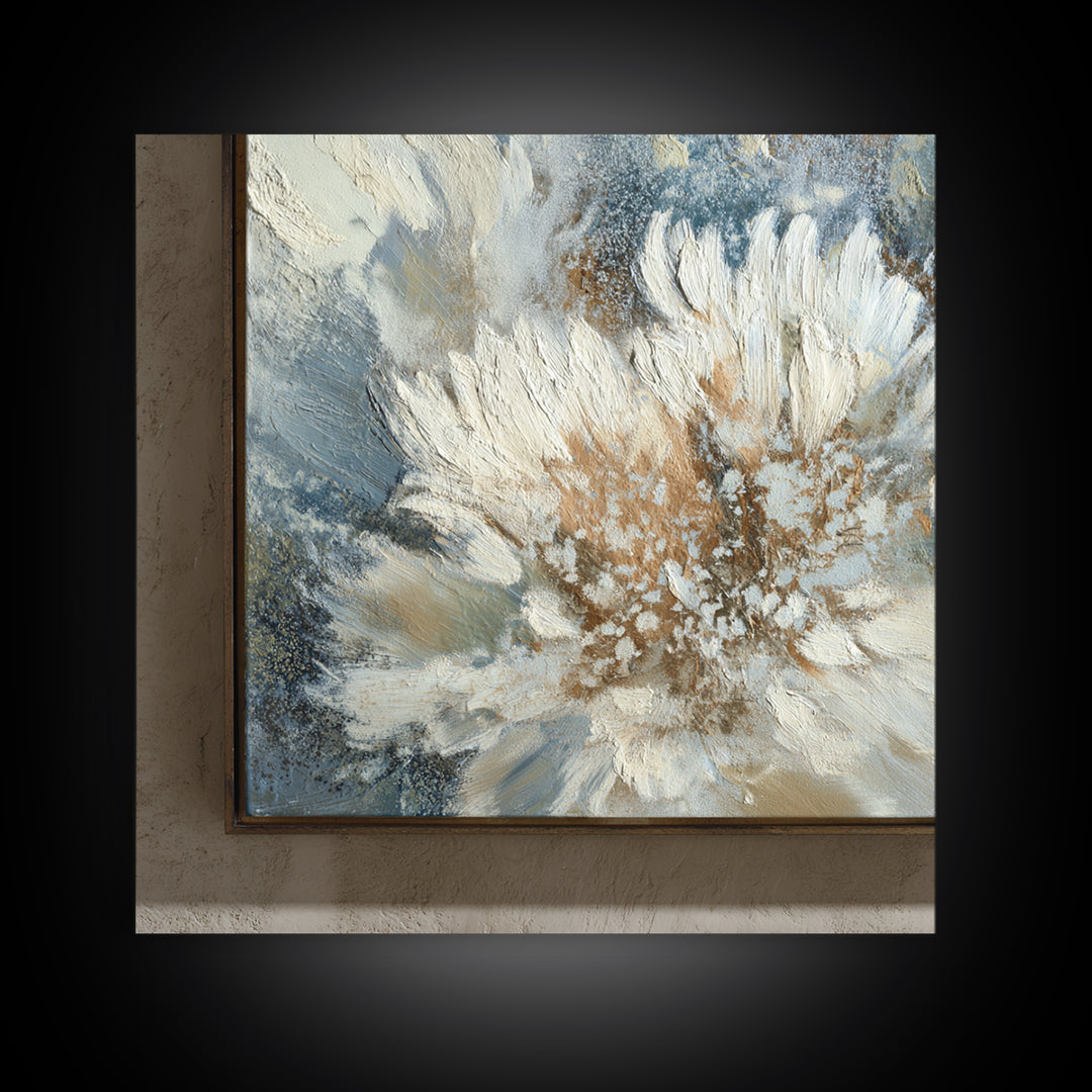 Desk Plant Botanical Closeup Framed Canvas Print, Office Art, Textured Painting, Office Decor, Oil Painting, Focus, Printables, OFF-1x1-88