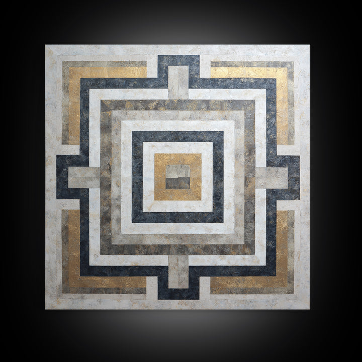 Geometric Labyrinth Pattern Canvas Print, Office Art, Downloadable Prints, Office Decor, Fine Art, Focus, Textured Painting, OFF-1x1-90