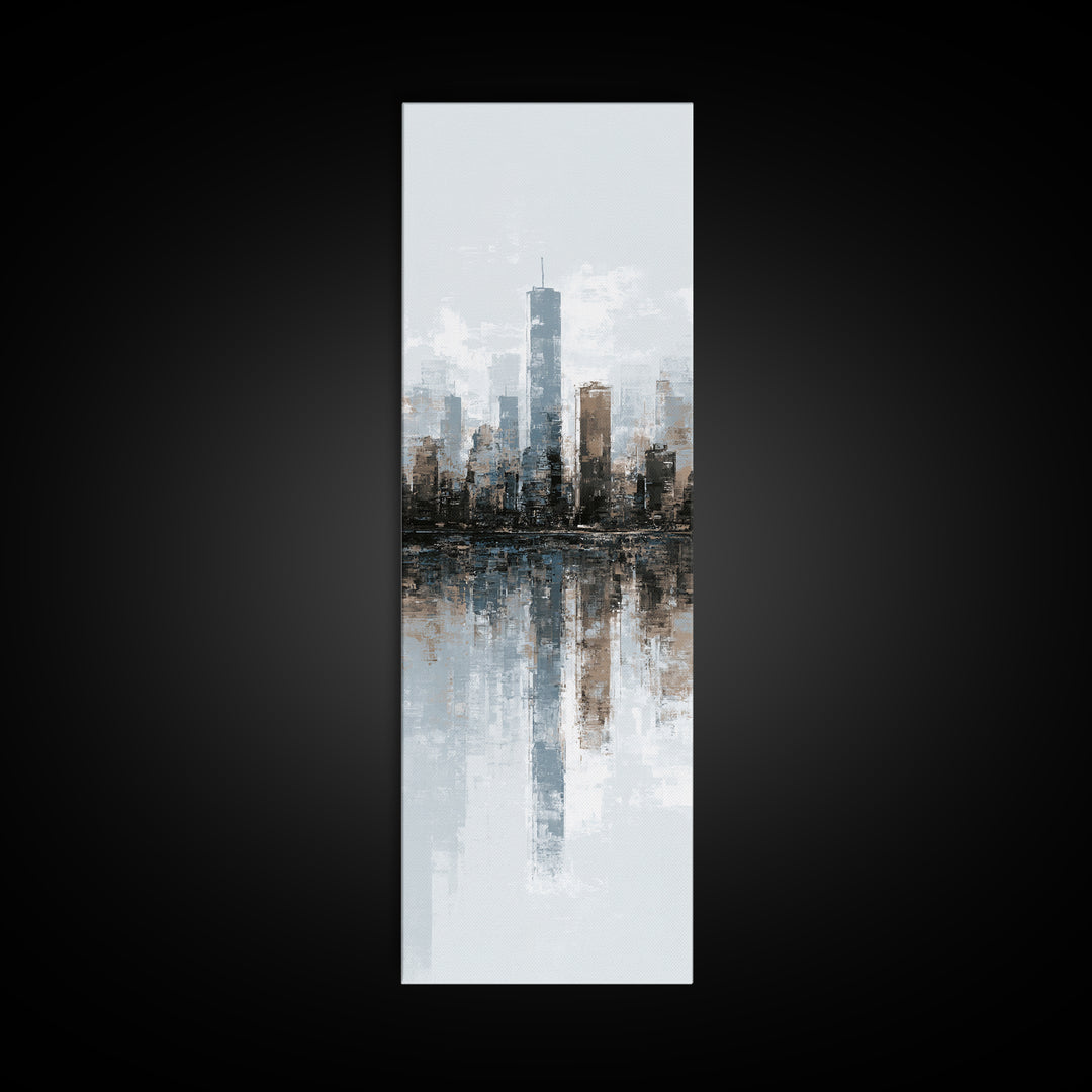 Black and White City Skyline Silhouette Canvas Print, Office Art, Room Decor, Office Decor, Fine Art, Focus, Printable Wall Art, OFF-1x3-17