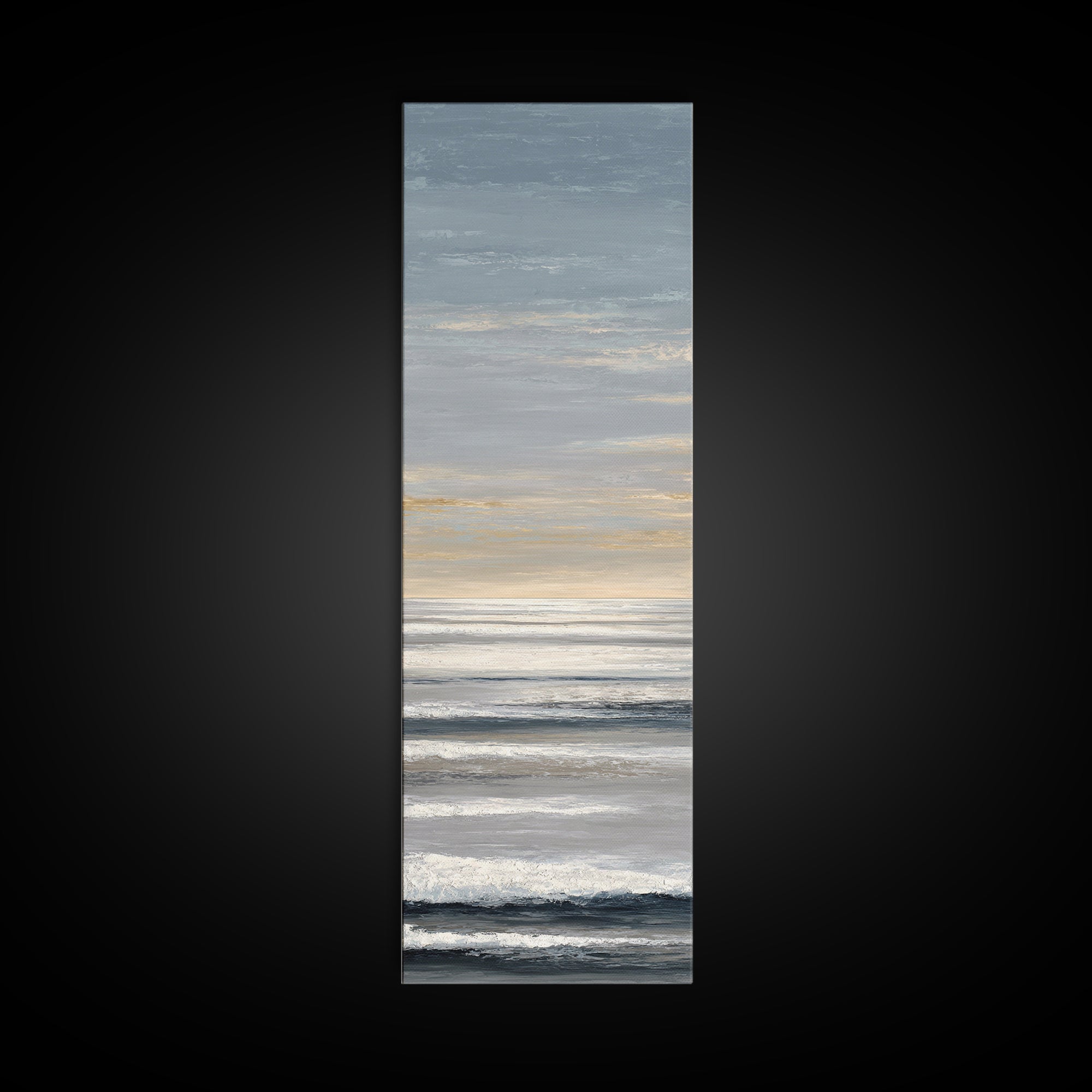 Calm Ocean Horizon for Stress Relief Framed Canvas Print, Office Art, Printables, Office Decor, Focus, Living Room Decor, OFF-1x3-47