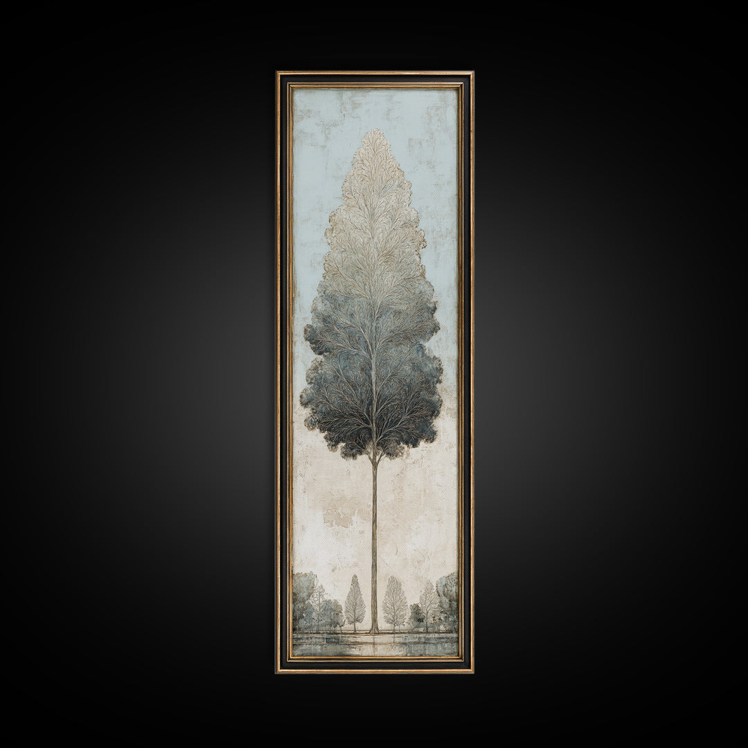 Ink Wash Tree Symbolizing Stability Framed Canvas Print, Office Art, Cubicle Decor, Office Decor, Fine Art, Focus, OFF-1x3-74