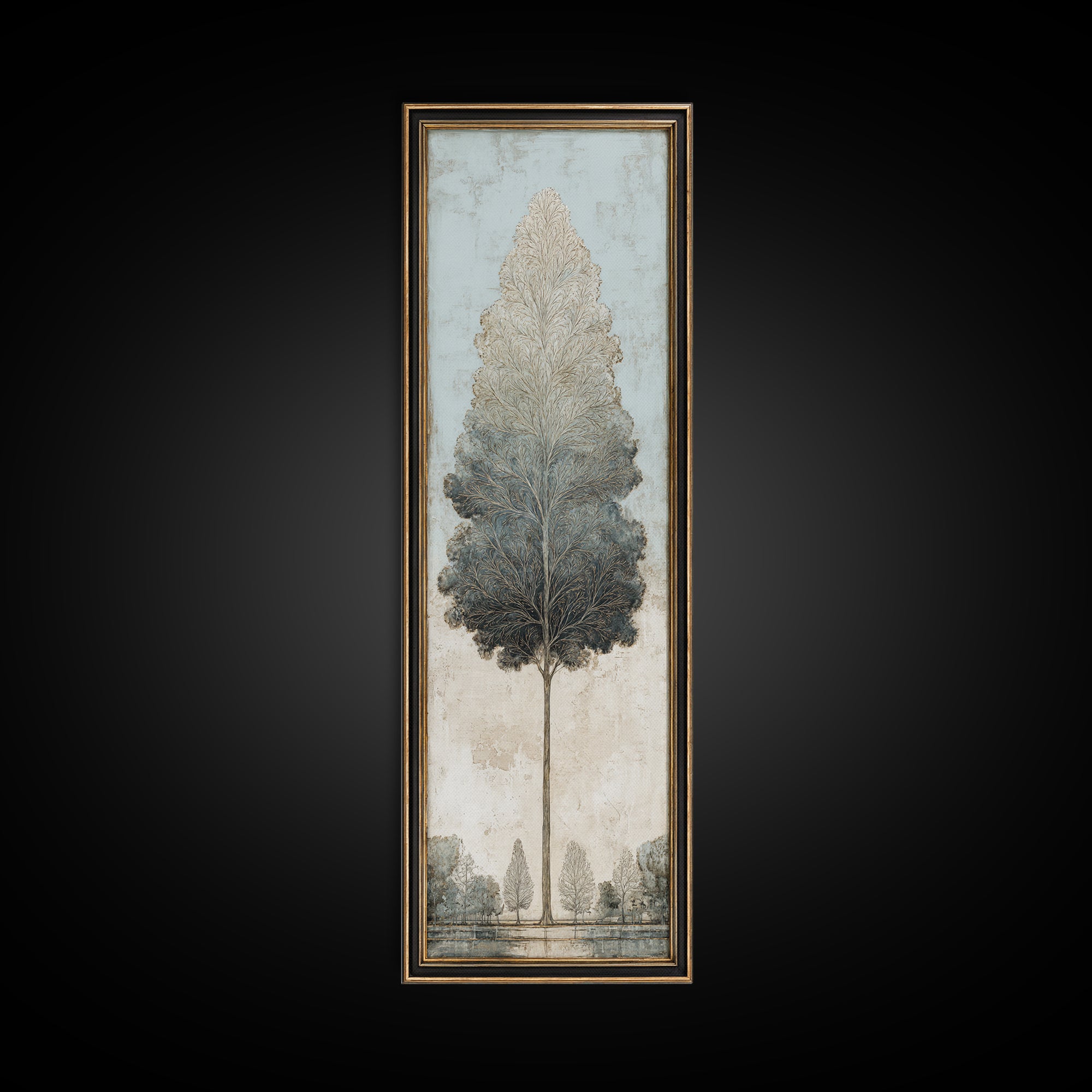 Ink Wash Tree Symbolizing Stability Framed Canvas Print, Office Art, Cubicle Decor, Office Decor, Fine Art, Focus, OFF-1x3-74