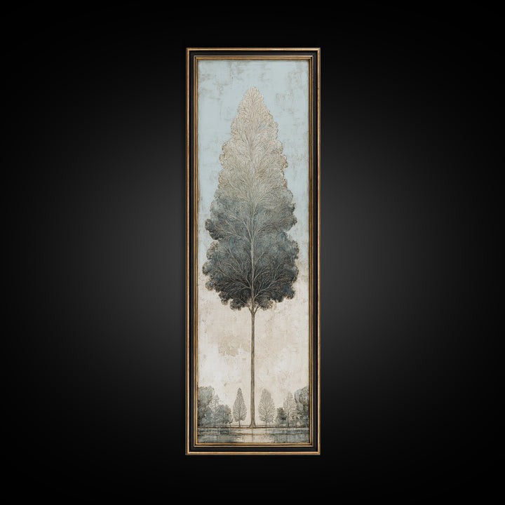 Ink Wash Tree Symbolizing Stability Framed Canvas Print, Office Art, Cubicle Decor, Office Decor, Fine Art, Focus, OFF-1x3-74