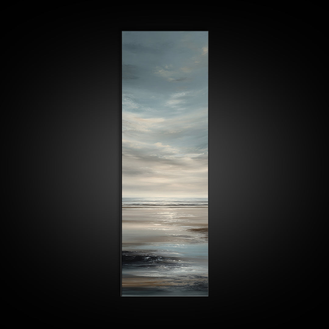 Calm Ocean Horizon for Stress Relief Canvas Print, Office Art, Canvas Print, Office Decor, Oil Painting, Focus, Art Print, OFF-1x3-95