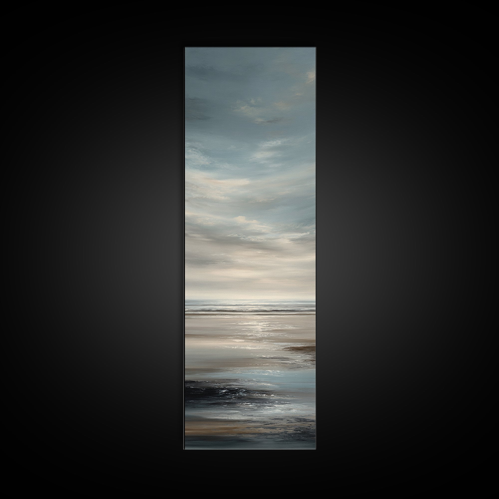Calm Ocean Horizon for Stress Relief Canvas Print, Office Art, Canvas Print, Office Decor, Oil Painting, Focus, Art Print, OFF-1x3-95