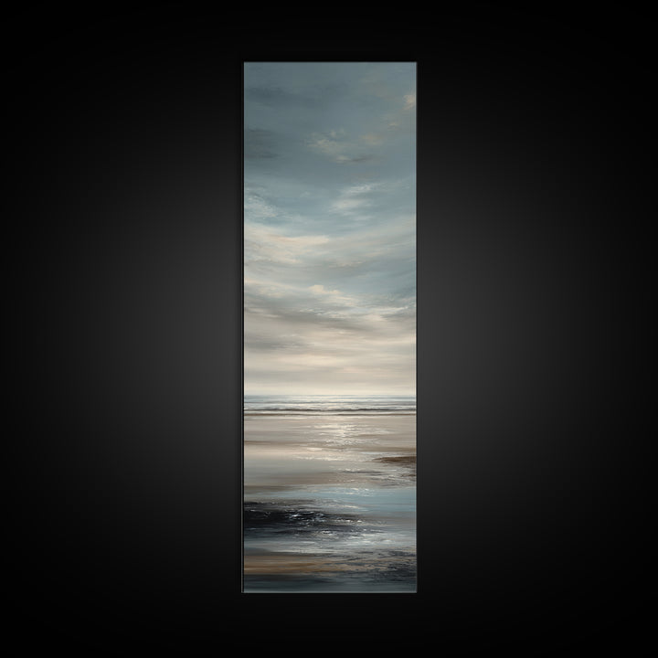 Calm Ocean Horizon for Stress Relief Canvas Print, Office Art, Canvas Print, Office Decor, Oil Painting, Focus, Art Print, OFF-1x3-95