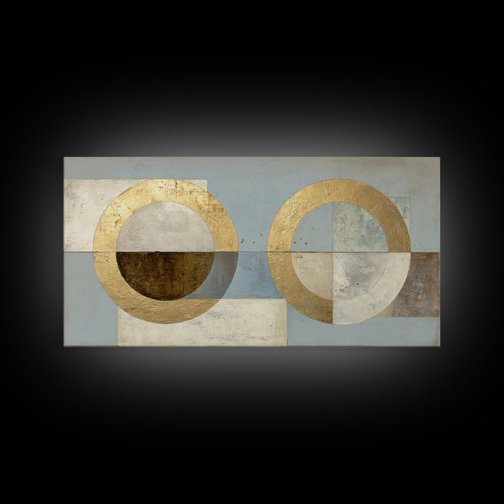 Gold Circle and Line Composition for Clarity Canvas Print, Office Art, Decor, Office Decor, Abstract Art, Focus, Wall Prints, OFF-2x1-52