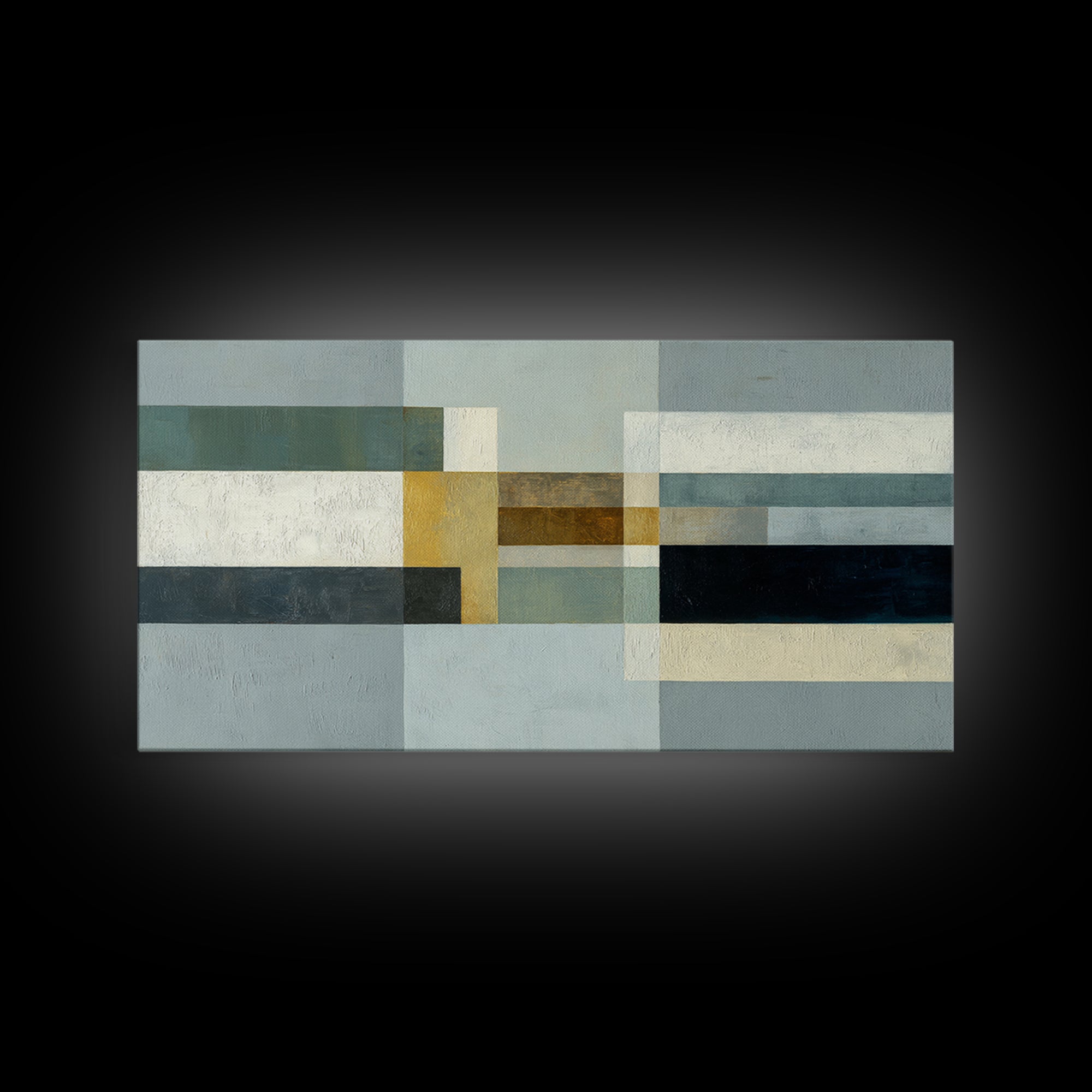 Modern Color Blocks Framed Canvas Print, Office Art, Digital Art, Office Decor, Fine Art, Focus, Ai Art, Digital Print, OFF-2x1-56
