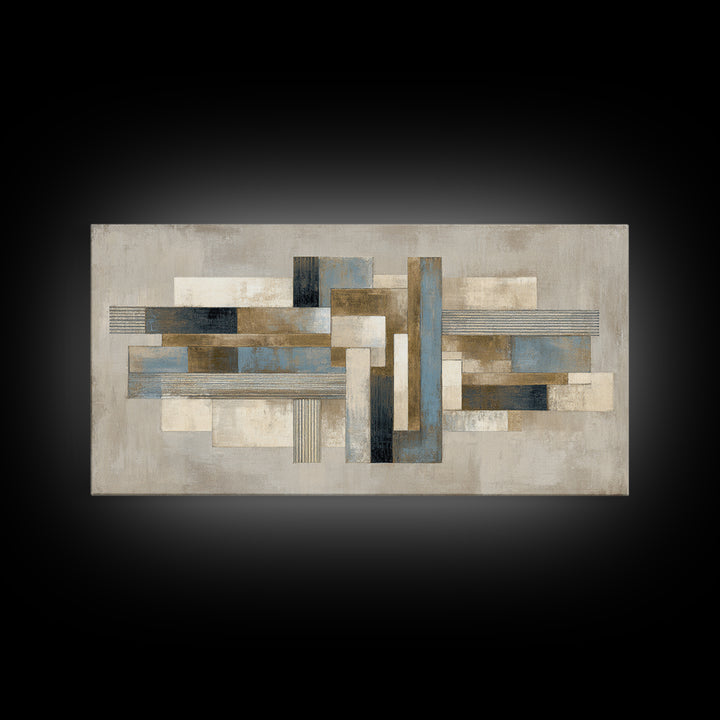 Geometric Labyrinth Pattern Framed Canvas Print, Office Art, Home Decor, Office Decor, Abstract Art, Focus, Art Deco, OFF-2x1-86