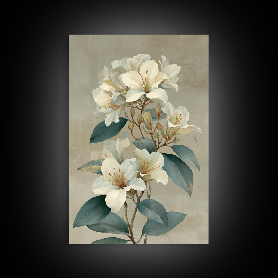 Modern Botanical Print Framed Canvas Print, Office Art, Minimalist Decor, Office Decor, Fine Art, Focus, Digital Wall Art, OFF-2x3-12