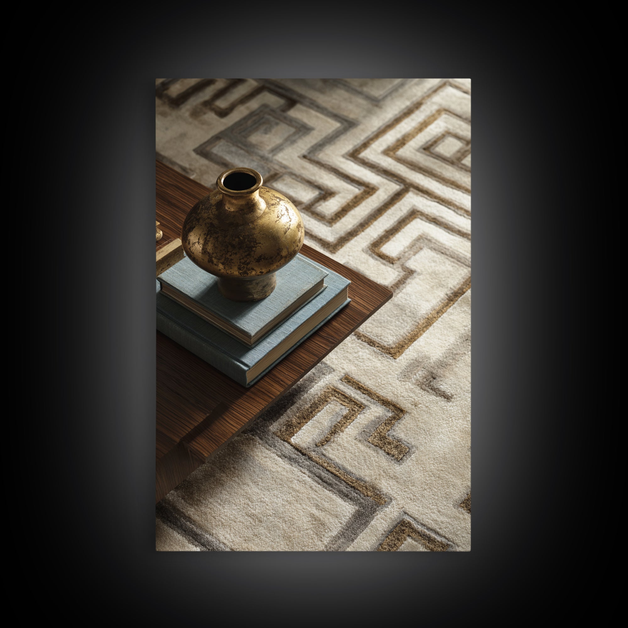 Geometric Labyrinth Pattern Framed Canvas Print, Office Art, Boho Decor, Office Decor, Focus, Digital Art, Pet Portrait, OFF-2x3-2