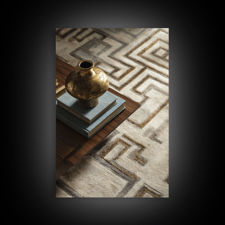 Geometric Labyrinth Pattern Framed Canvas Print, Office Art, Boho Decor, Office Decor, Focus, Digital Art, Pet Portrait, OFF-2x3-2
