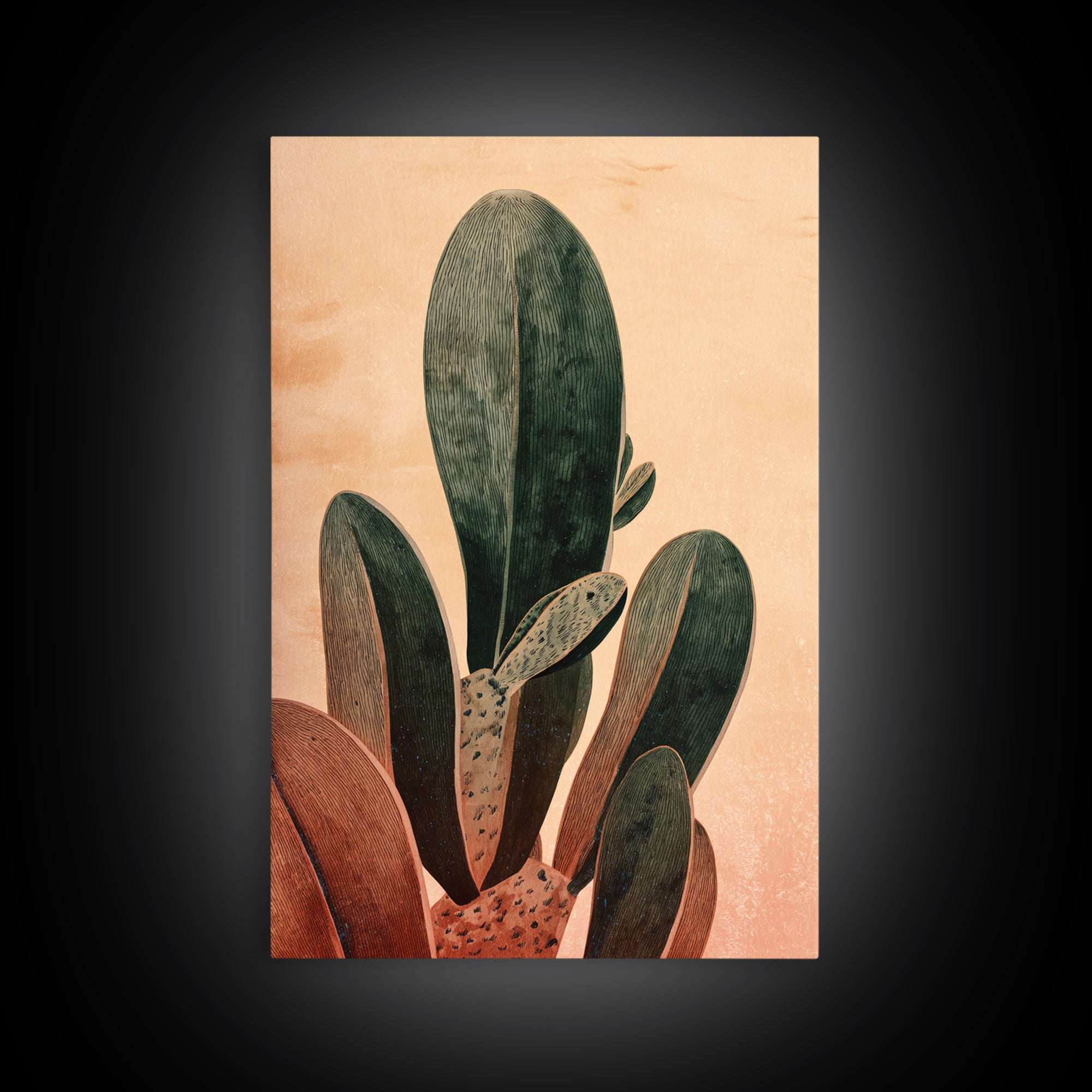 Desk Plant Botanical Closeup Framed Canvas Print, Office Art, Office Wall Art, Office Decor, Watercolor Art, Focus, OFF-2x3-24