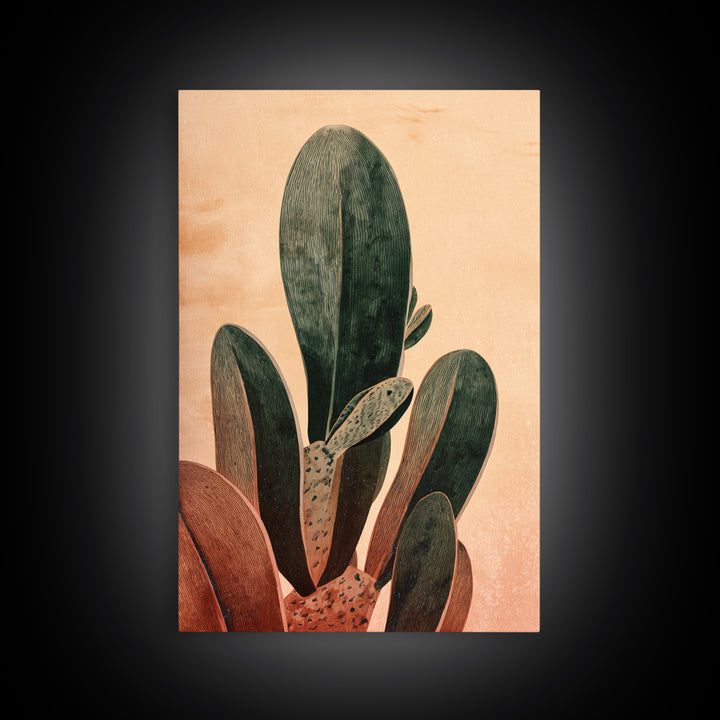 Desk Plant Botanical Closeup Framed Canvas Print, Office Art, Office Wall Art, Office Decor, Watercolor Art, Focus, OFF-2x3-24