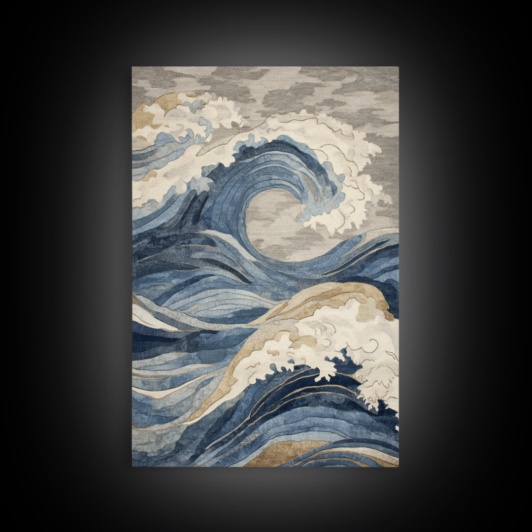 Blue Abstract Wave Pattern for Focus Canvas Print, Office Art, Pet Portrait, Office Decor, Abstract Art, Focus, Digital Print, OFF-2x3-49
