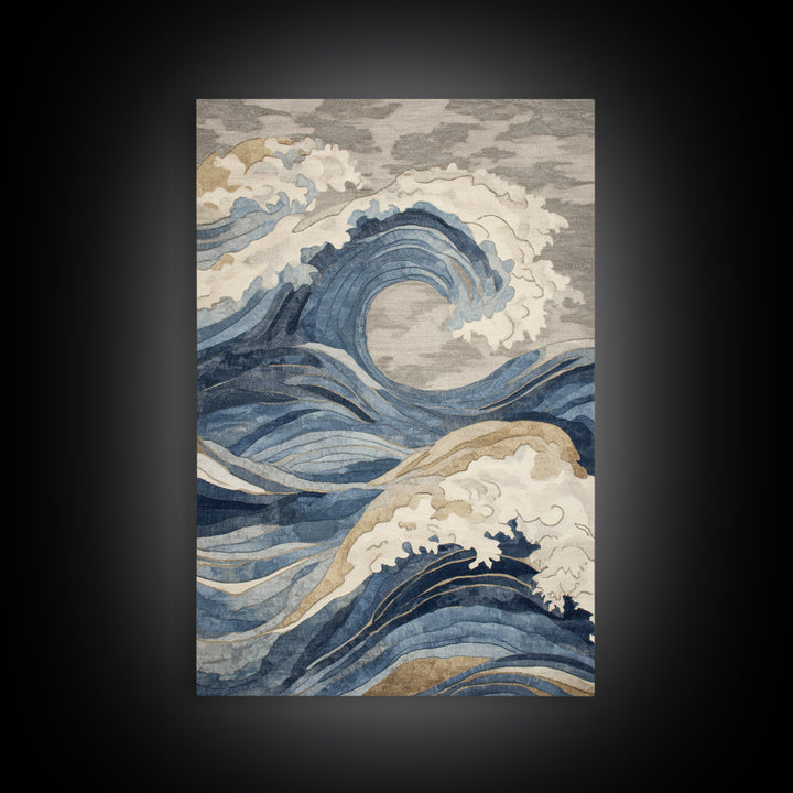Blue Abstract Wave Pattern for Focus Canvas Print, Office Art, Pet Portrait, Office Decor, Abstract Art, Focus, Digital Print, OFF-2x3-49
