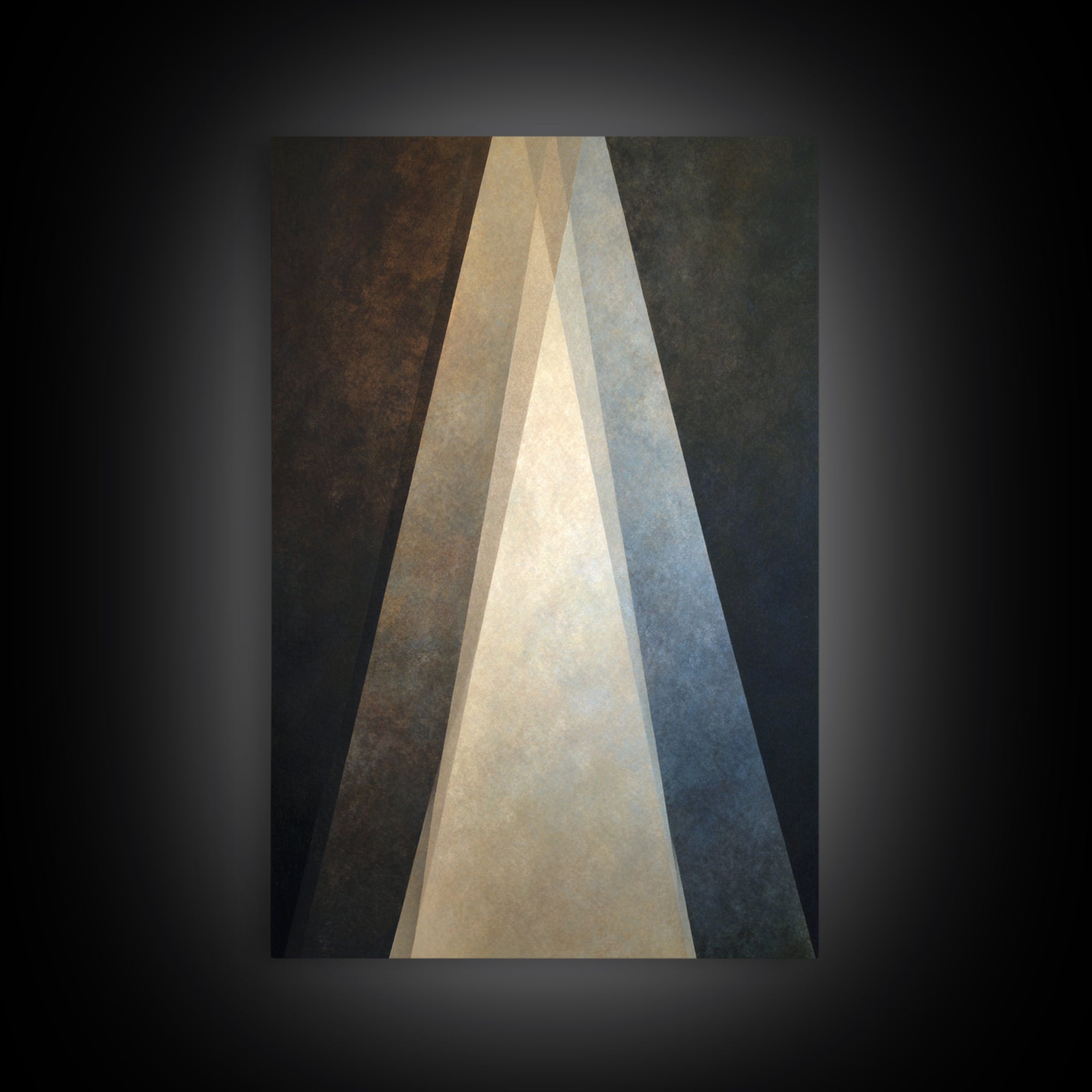 Abstract Light Beam Through Dark Shapes Framed Canvas Print, Office Art, Textured Painting, Office Decor, Fine Art, Focus, OFF-2x3-55