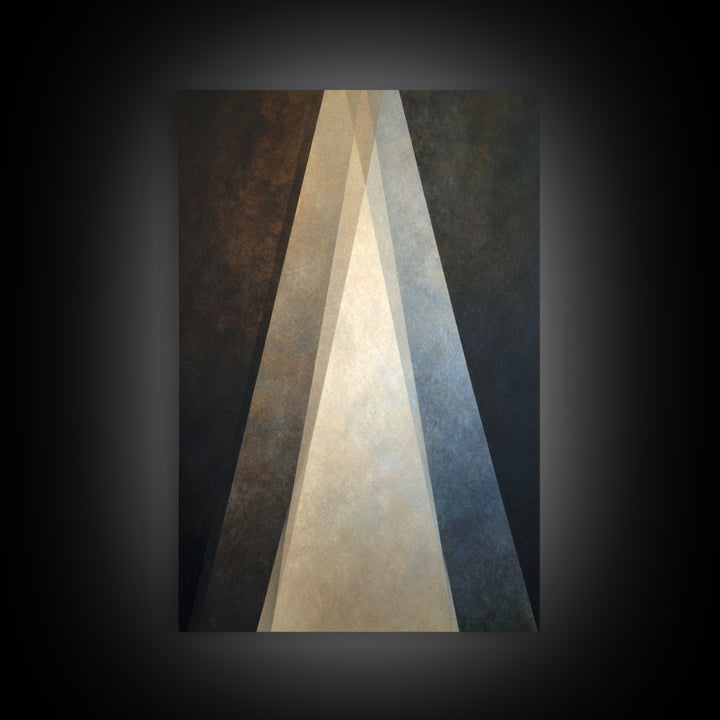 Abstract Light Beam Through Dark Shapes Framed Canvas Print, Office Art, Textured Painting, Office Decor, Fine Art, Focus, OFF-2x3-55