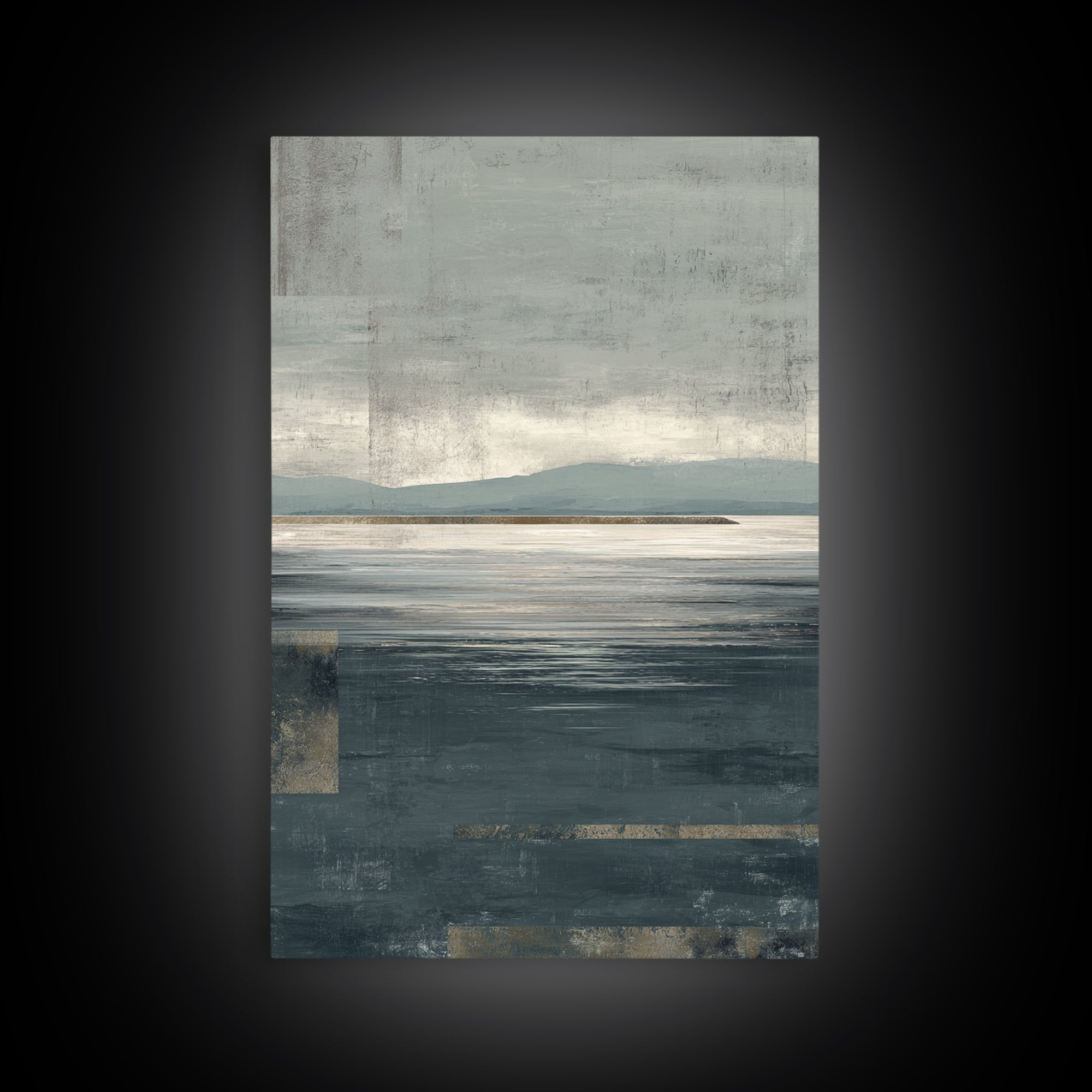 Calm Ocean Horizon for Stress Relief Canvas Print, Office Art, Digital Art, Office Decor, Fine Art, Focus, Ai Art, OFF-2x3-67