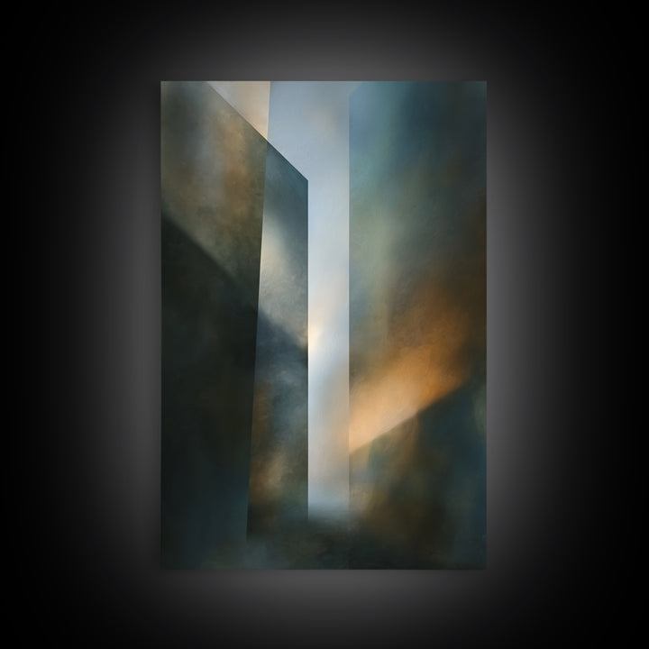 Abstract Light Beam Through Dark Shapes Canvas Print, Office Art, Dopamine Decor, Office Decor, Abstract Art, Focus, Boho Decor, OFF-2x3-7