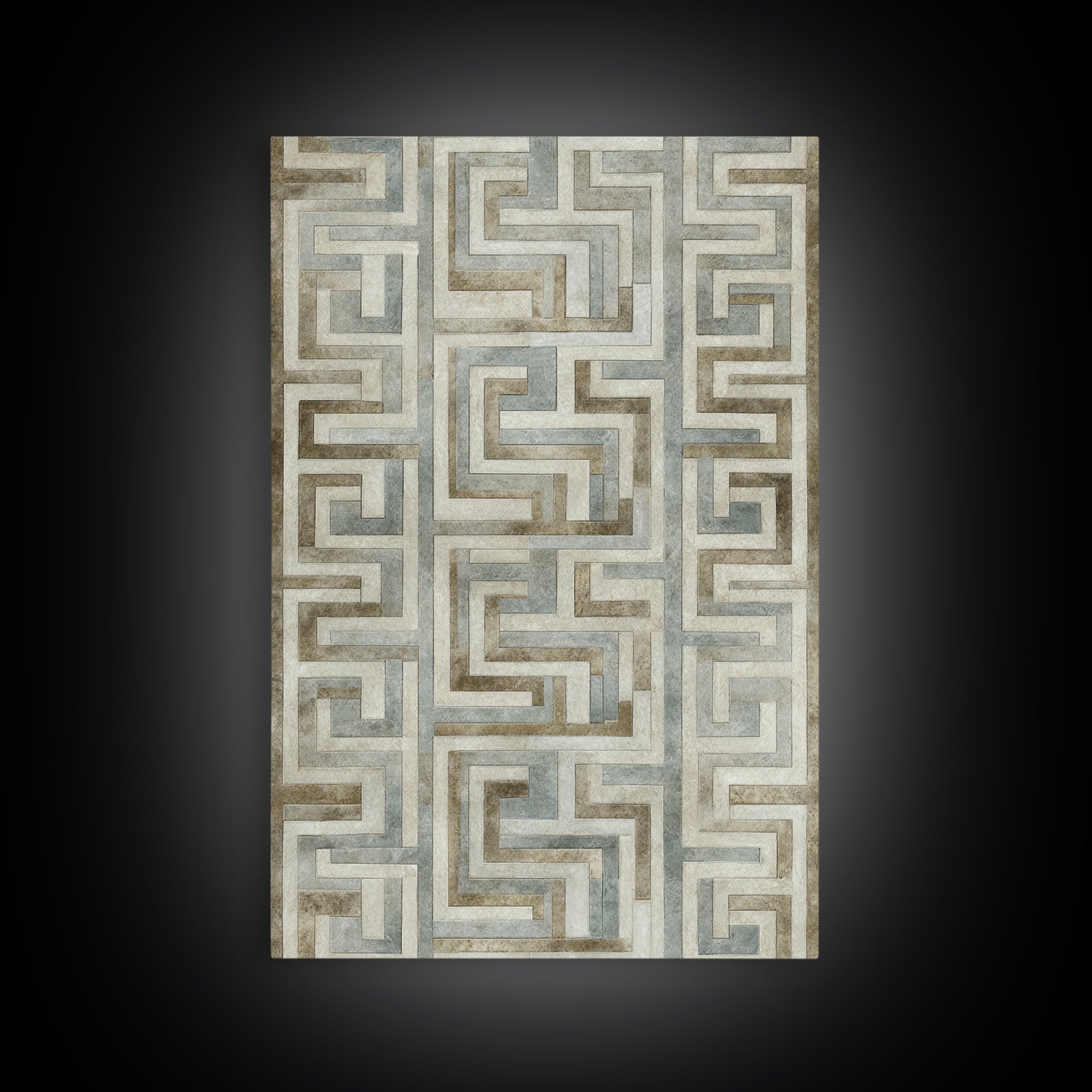 Geometric Labyrinth Pattern Framed Canvas Print, Office Art, Wall Decor, Office Decor, Abstract Art, Focus, Wall Prints, OFF-2x3-74