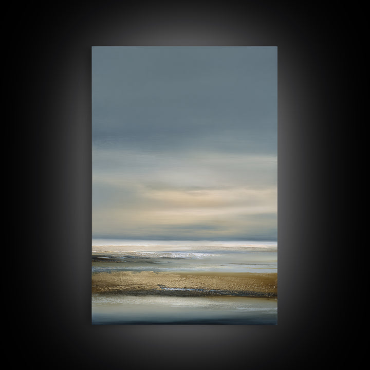 Dignified Neutral Landscape Framed Canvas Print, Office Art, Abstract Art, Office Decor, Oil Painting, Focus, OFF-2x3-87