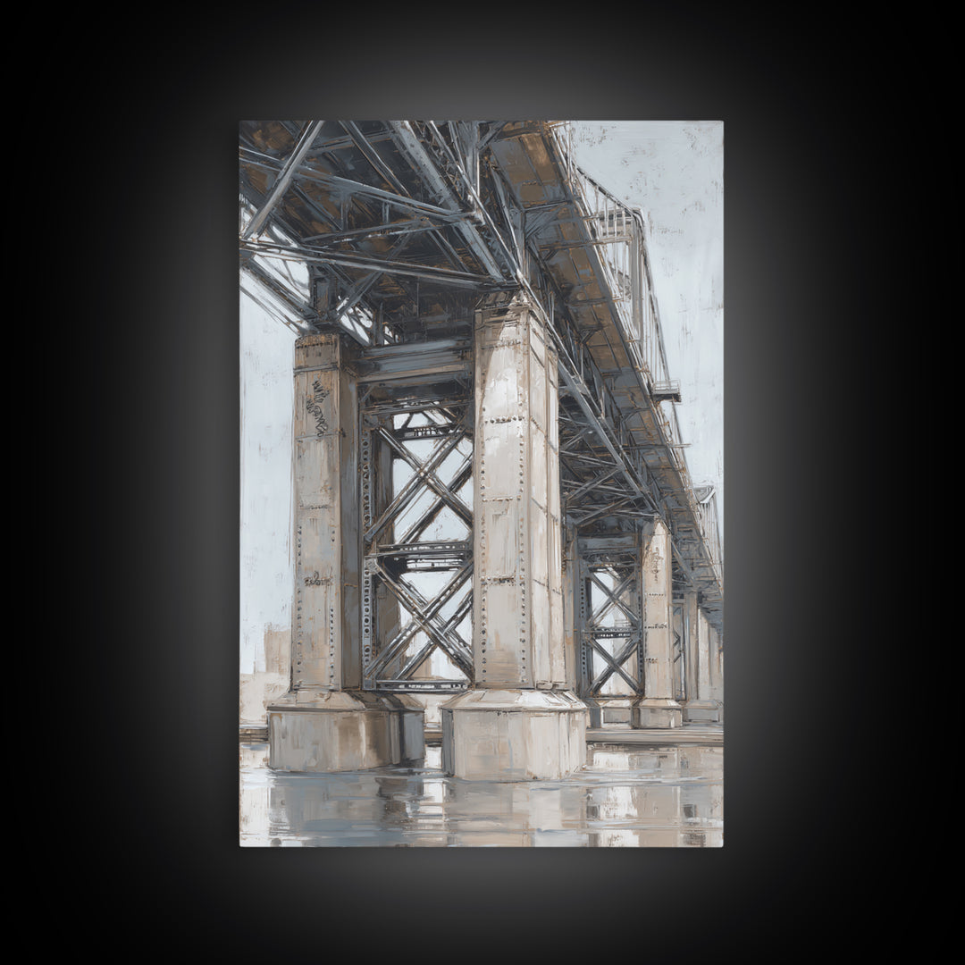 Monochrome Bridge Structure Framed Canvas Print, Office Art, Printable, Office Decor, Fine Art, Focus, Printable Art, OFF-2x3-90