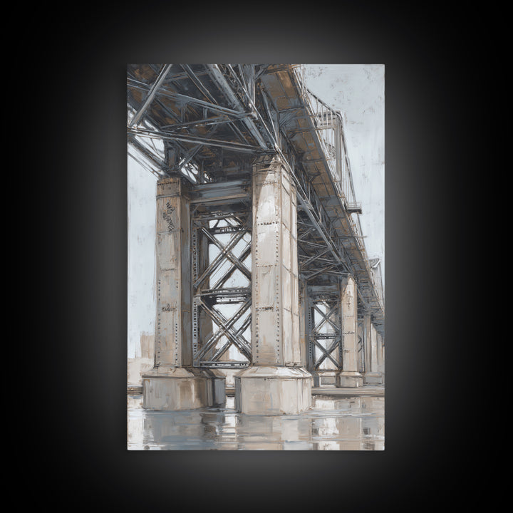 Monochrome Bridge Structure Framed Canvas Print, Office Art, Printable, Office Decor, Fine Art, Focus, Printable Art, OFF-2x3-90
