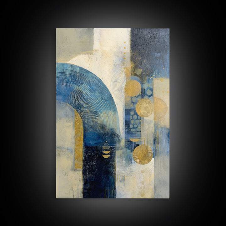 Blue Abstract Wave Pattern for Focus Framed Canvas Print, Office Art, Large Wall Art, Office Decor, Abstract Art, Focus, OFF-2x3-97