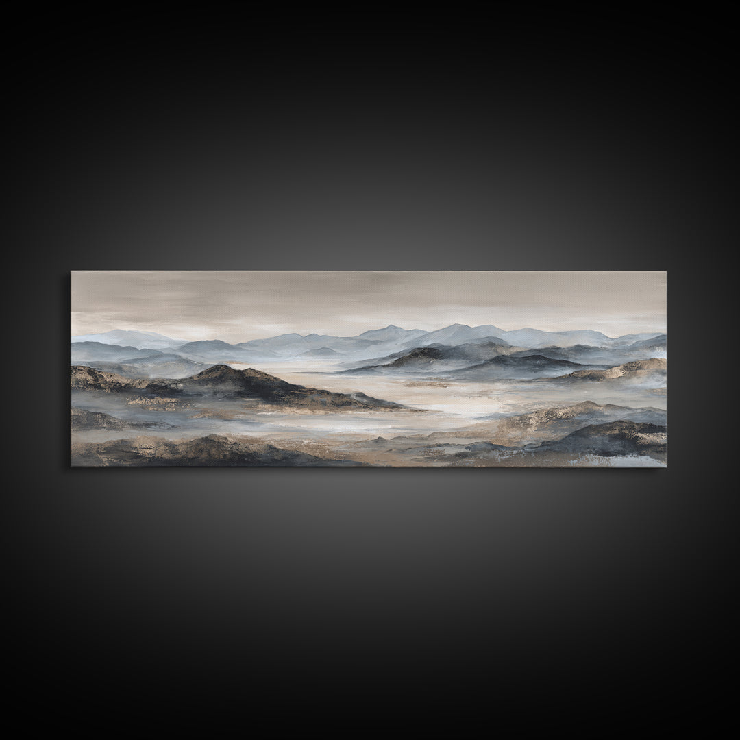 Minimal Mountain Sunrise for Focus Framed Canvas Print, Office Art, Printables, Office Decor, Focus, Living Room Decor, OFF-3x1-18