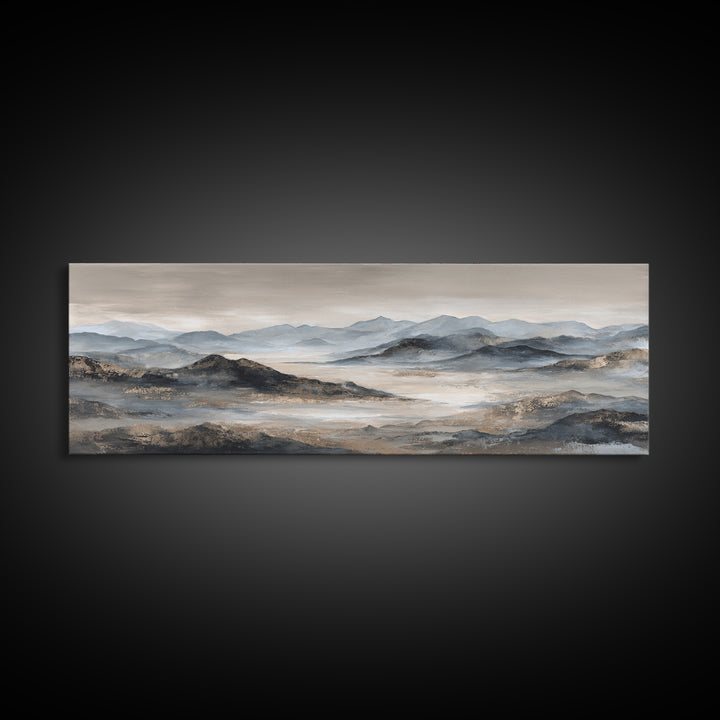 Minimal Mountain Sunrise for Focus Framed Canvas Print, Office Art, Printables, Office Decor, Focus, Living Room Decor, OFF-3x1-18