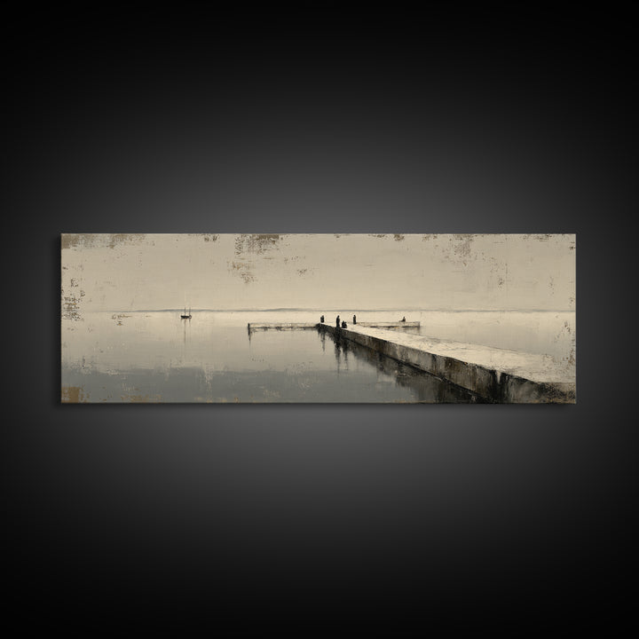 Monochrome Bridge Structure Framed Canvas Print, Office Art, Digital Art, Office Decor, Abstract Art, Focus, Ai Art, OFF-3x1-2