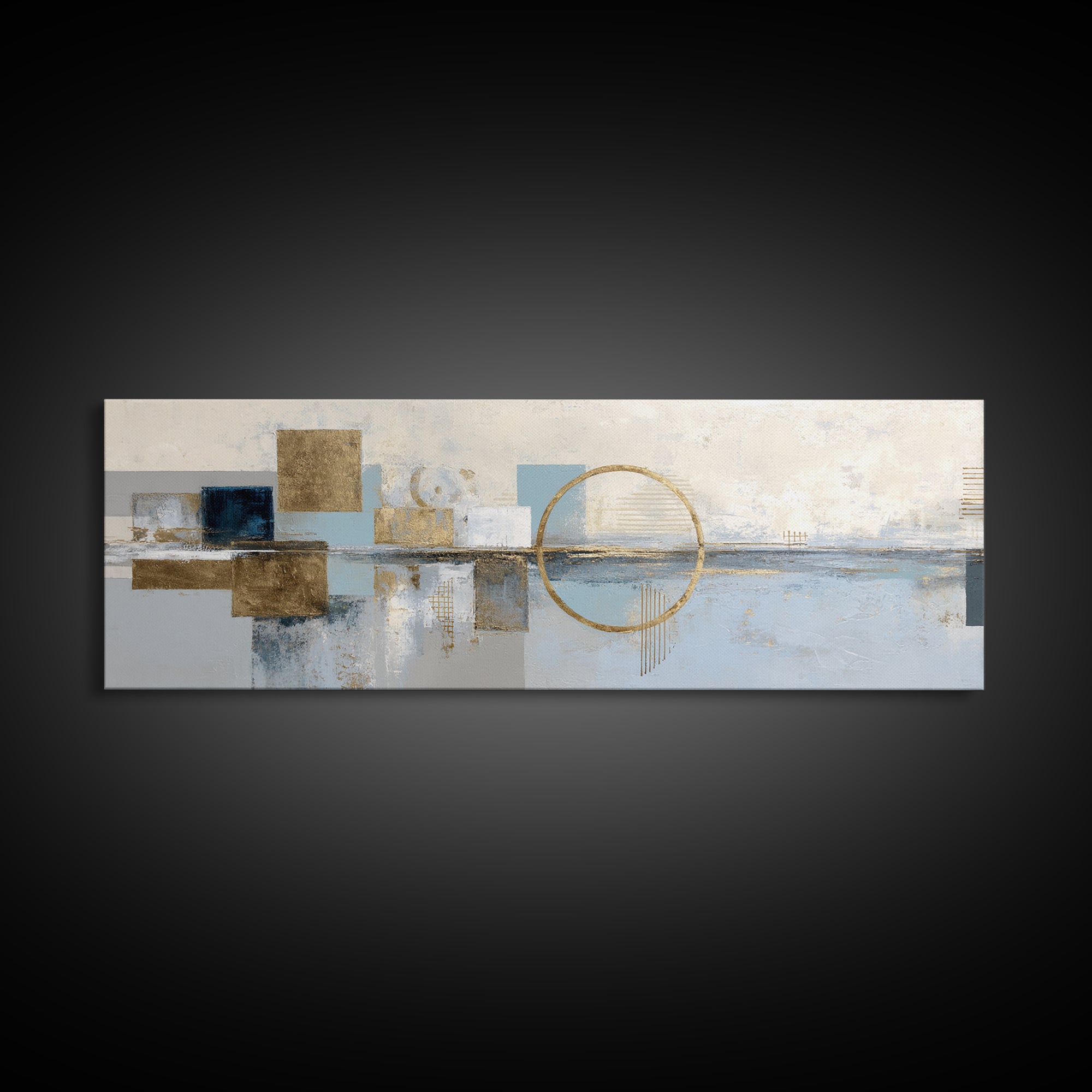 Gold Circle and Line Composition for Clarity Canvas Print, Office Art, Bedroom Wall Art, Office Decor, Abstract Art, Focus, OFF-3x1-24