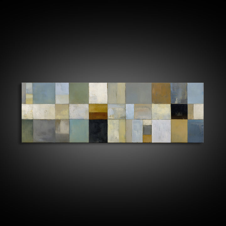 Modern Color Blocks Framed Canvas Print, Office Art, Downloadable Prints, Office Decor, Oil Painting, Focus, Textured Painting, OFF-3x1-28