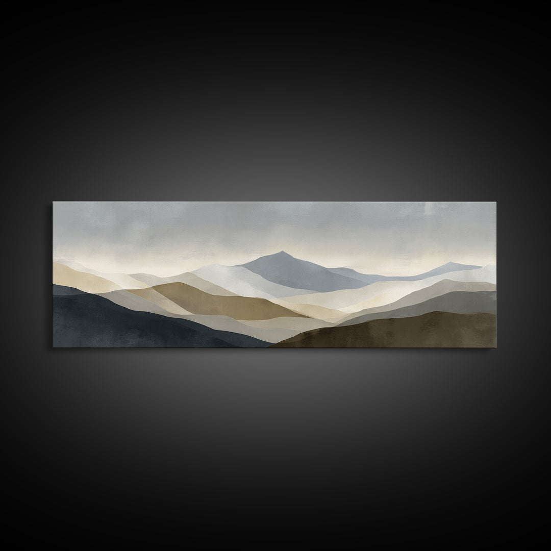 Minimal Mountain Sunrise for Focus Canvas Print, Office Art, Canvas Wall Art, Office Decor, Fine Art, Focus, Bedroom Wall Art, OFF-3x1-42