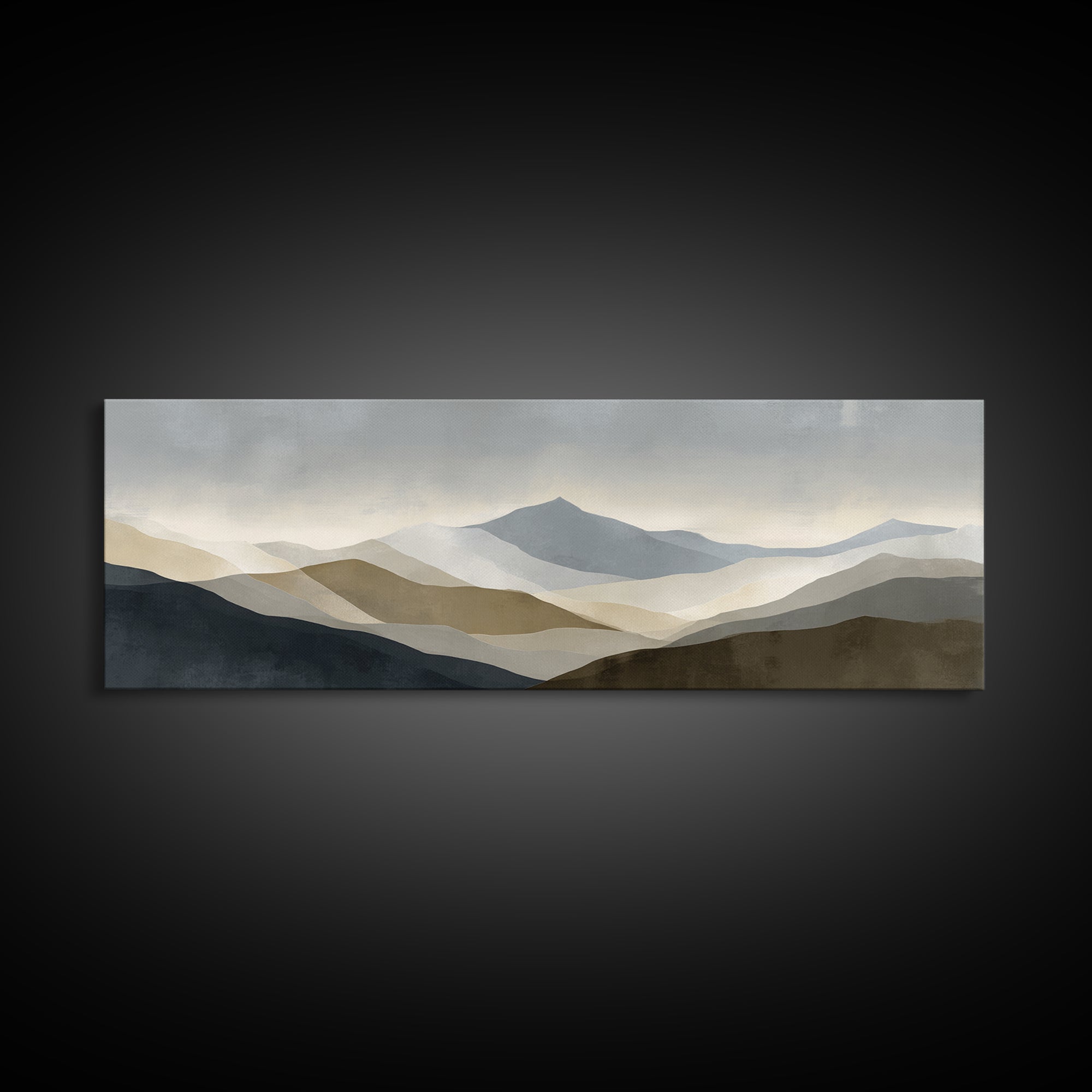 Minimal Mountain Sunrise for Focus Canvas Print, Office Art, Canvas Wall Art, Office Decor, Fine Art, Focus, Bedroom Wall Art, OFF-3x1-42
