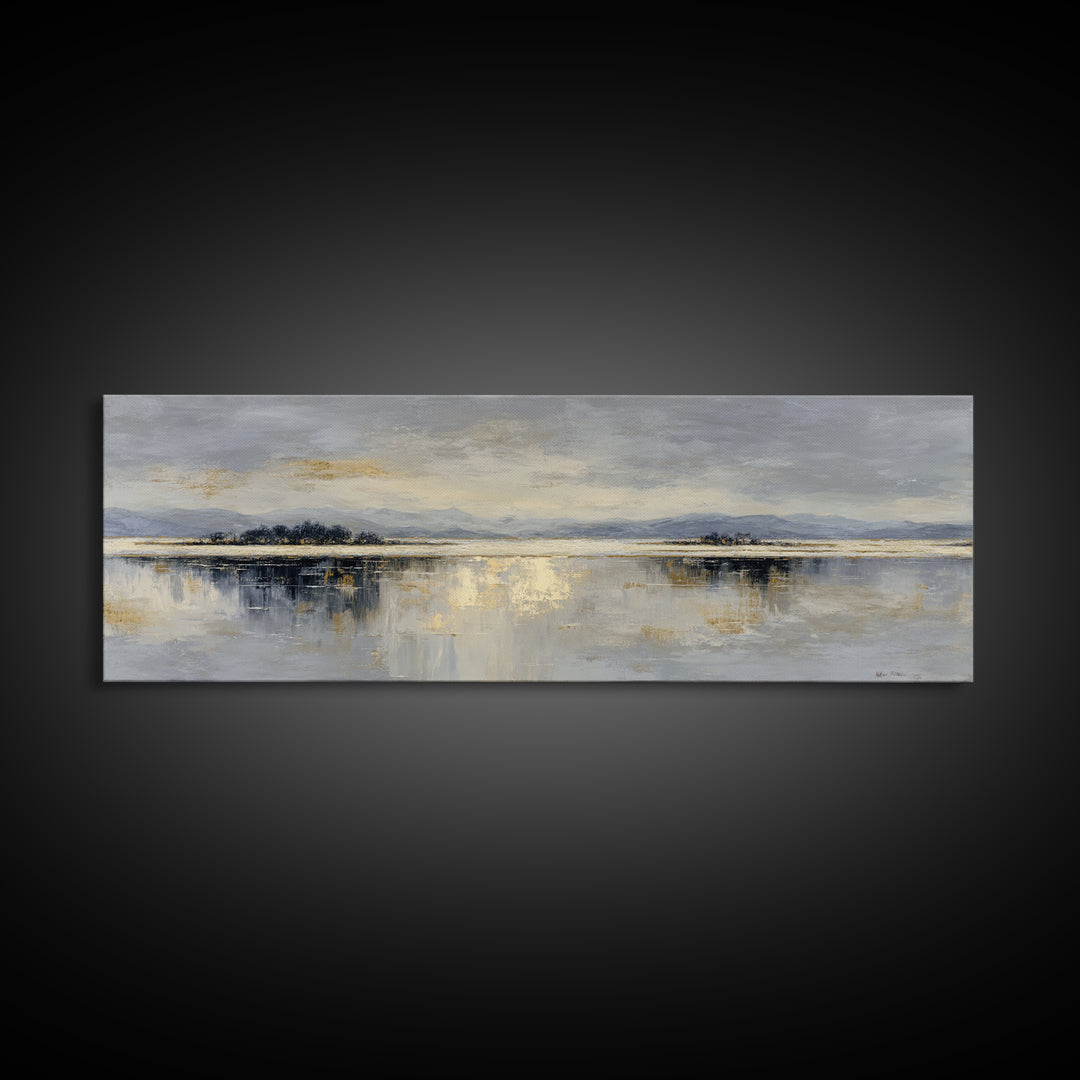Dignified Neutral Landscape Framed Canvas Print, Office Art, Wall Decor, Office Decor, Fine Art, Focus, Abstract Art, OFF-3x1-47