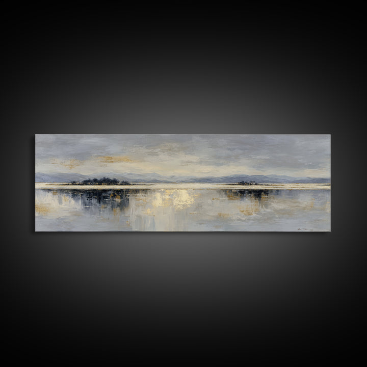 Dignified Neutral Landscape Framed Canvas Print, Office Art, Wall Decor, Office Decor, Fine Art, Focus, Abstract Art, OFF-3x1-47
