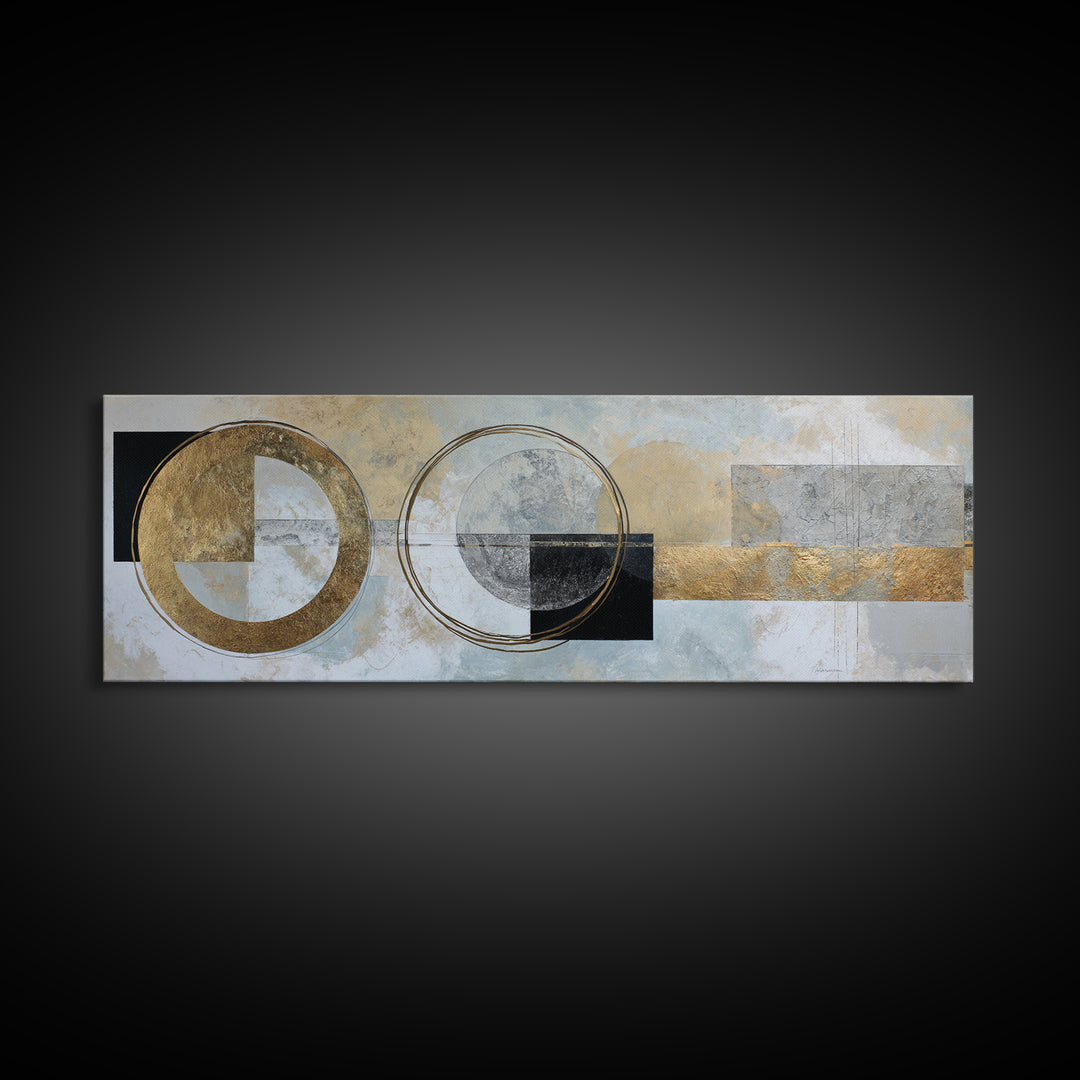 Gold Circle and Line Composition for Clarity Canvas Print, Office Art, Art Print, Office Decor, Abstract Art, Focus, Printable, OFF-3x1-48