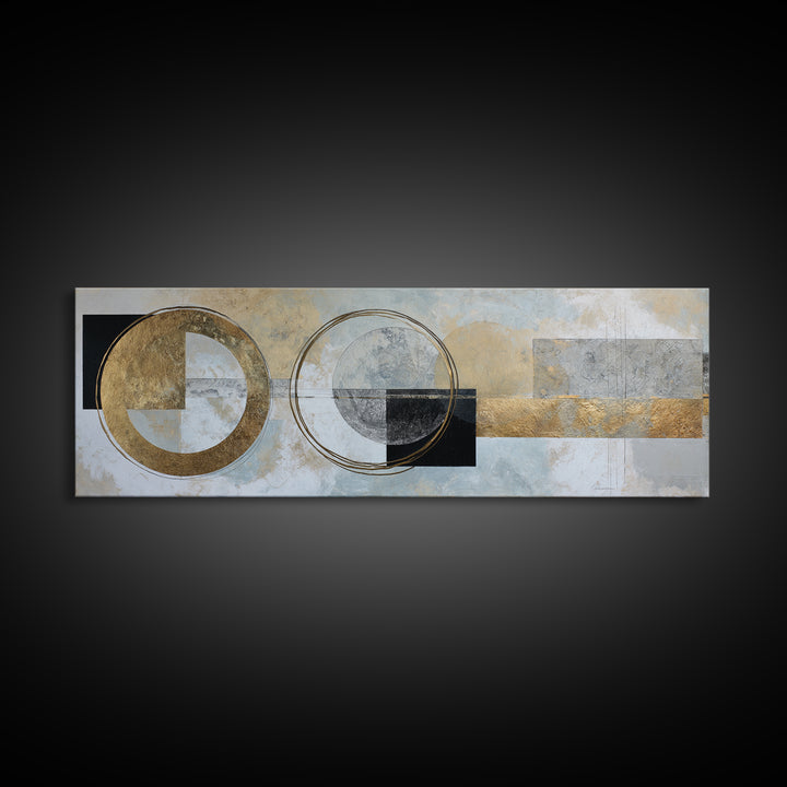 Gold Circle and Line Composition for Clarity Canvas Print, Office Art, Art Print, Office Decor, Abstract Art, Focus, Printable, OFF-3x1-48